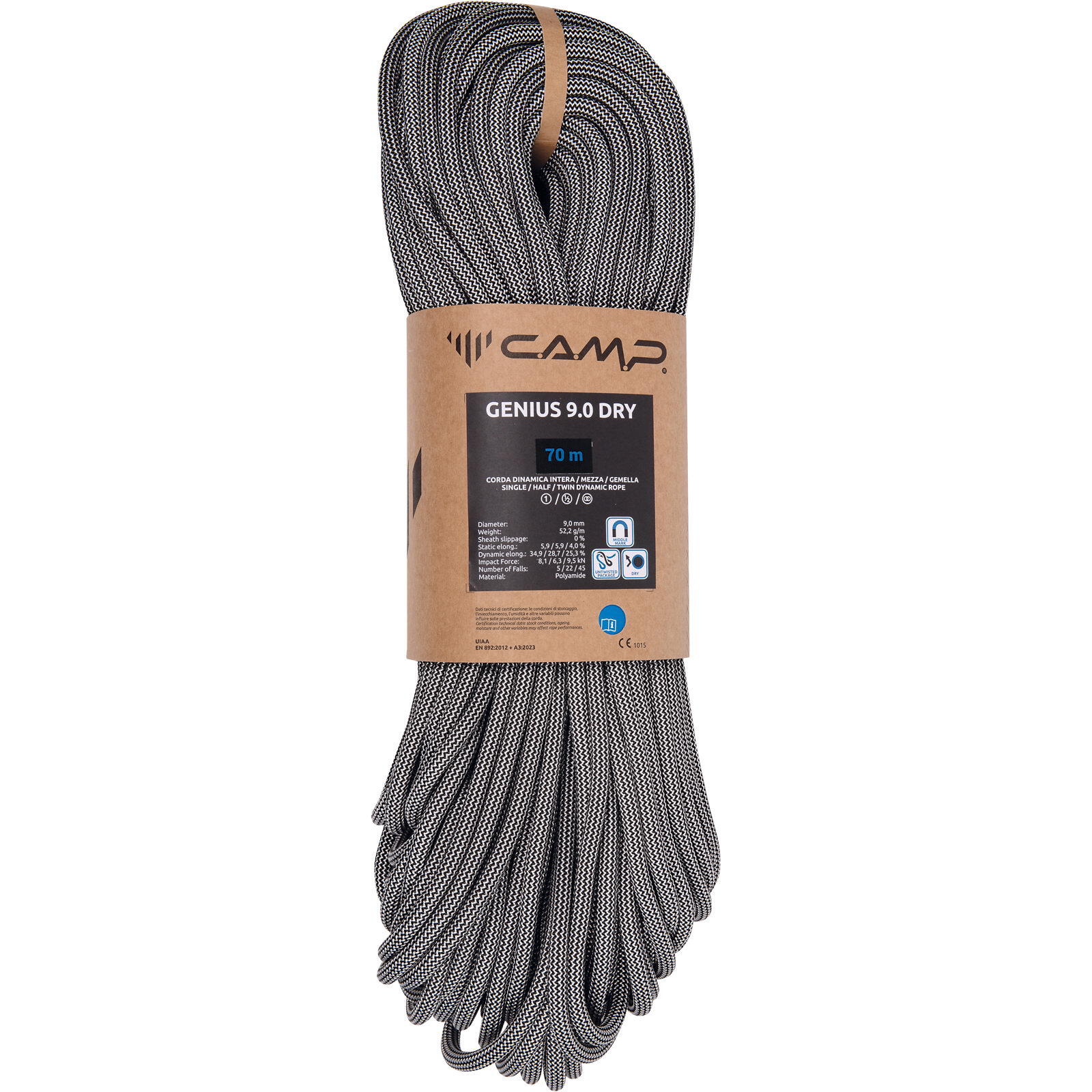 drei Normen Kletter-Seil Genius 9.0 Dry black-white 3/3