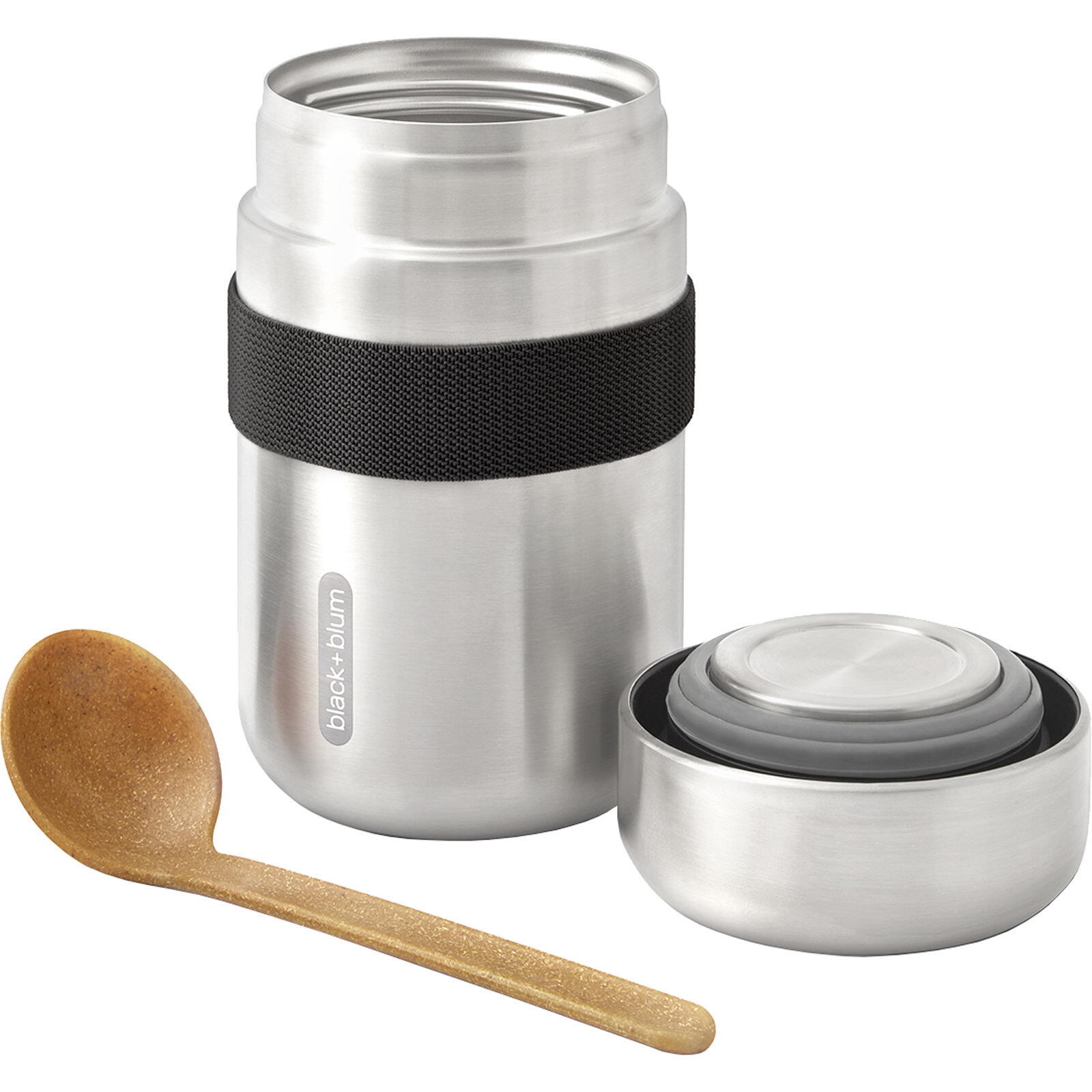FOOD FLASK ISOTHERME-NOIR-400ML-ANTI-FUITE-6H CHAUD  8H FROID-AVEC CUILLÈRE 2/6