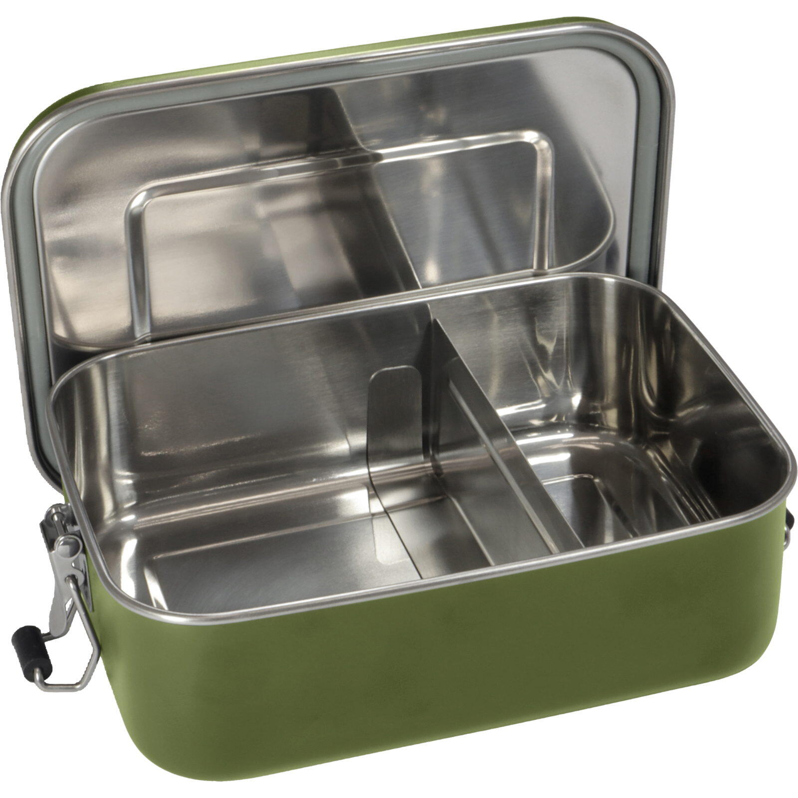 Edelstahl-Proviantdose Lunchbox Deluxe 1,2 L olive 3/4