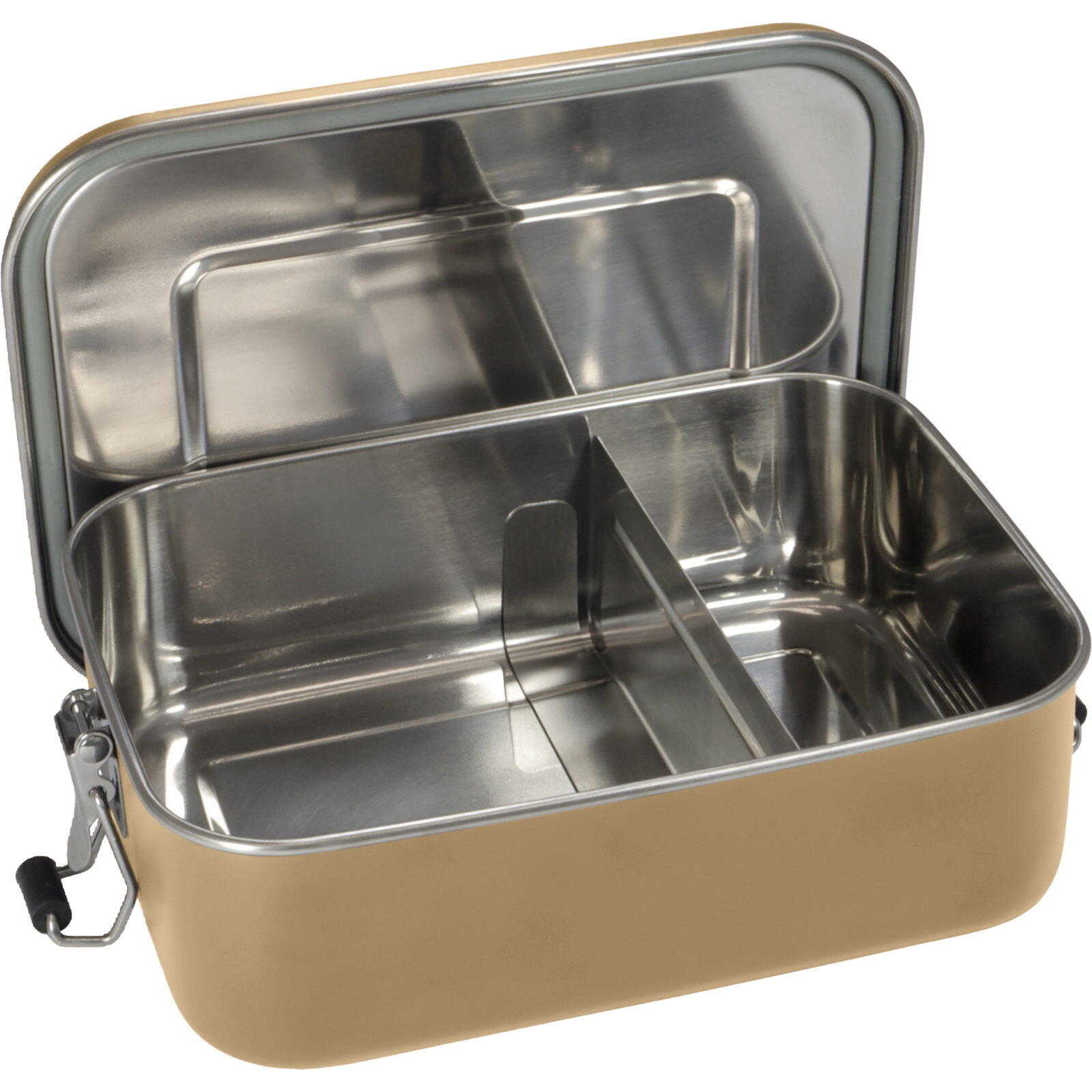Edelstahl-Proviantdose Lunchbox Deluxe 0,8 L beige 3/4