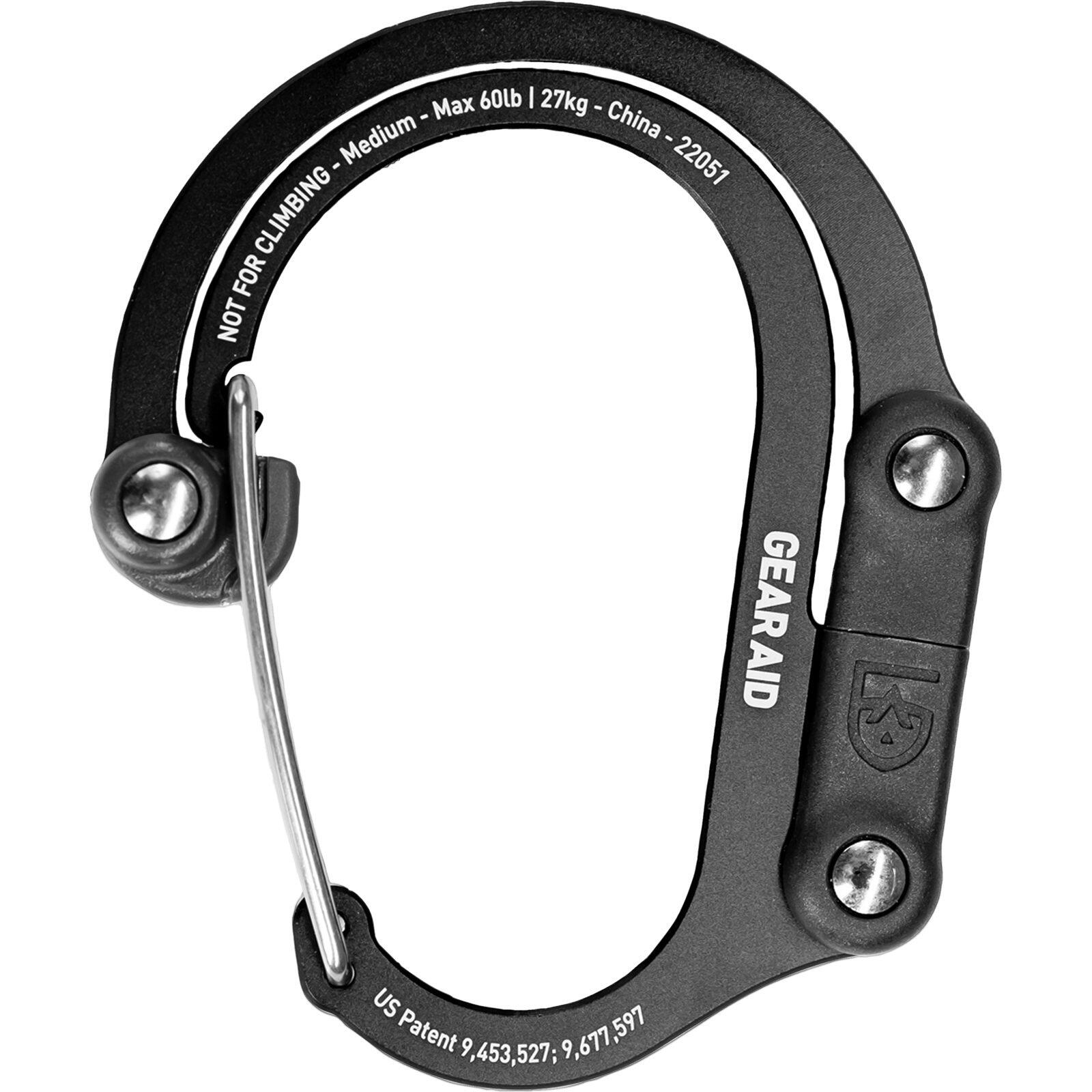 Mosquetón Gancho Giratorio Camping Viaje Gear Aid Heroclip Mediano Negro 27kg 2/7