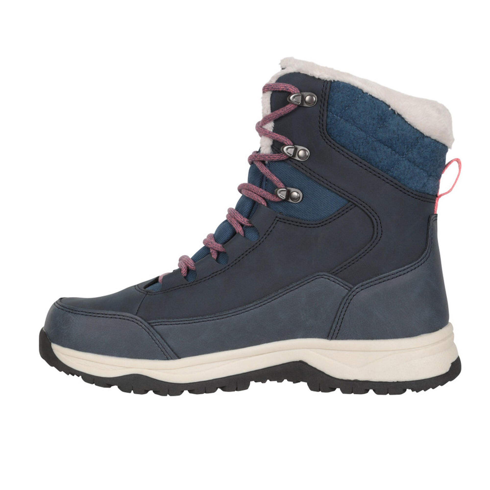 Womens/Ladies Tundra Leather Snow Boots (Navy) 3/4