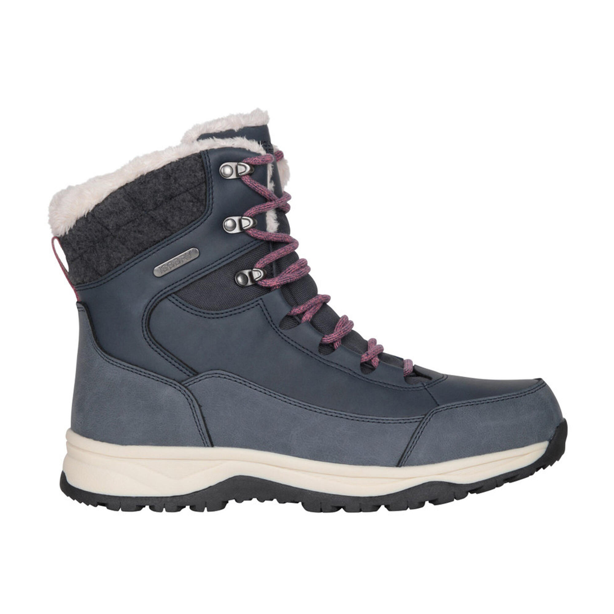 Womens/Ladies Tundra Leather Snow Boots (Navy) 4/4