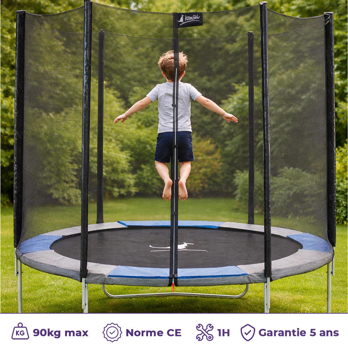 Trampoline RALLI Ø 305 filet sécurité jardin bleu gris – Garantie 5 ans 2/7