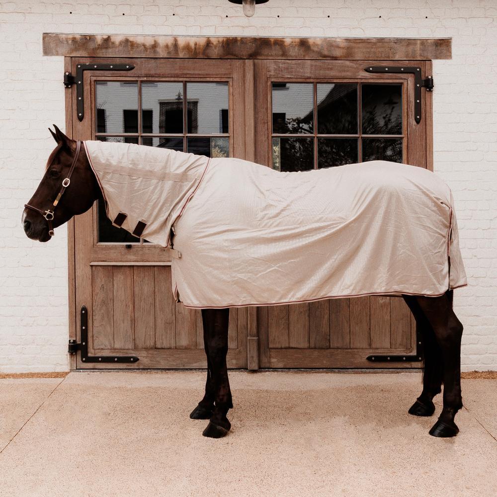 Vliegendeken comfort classic met nek-en buikbedekking beige/bordeaux 155-6'9 5/5