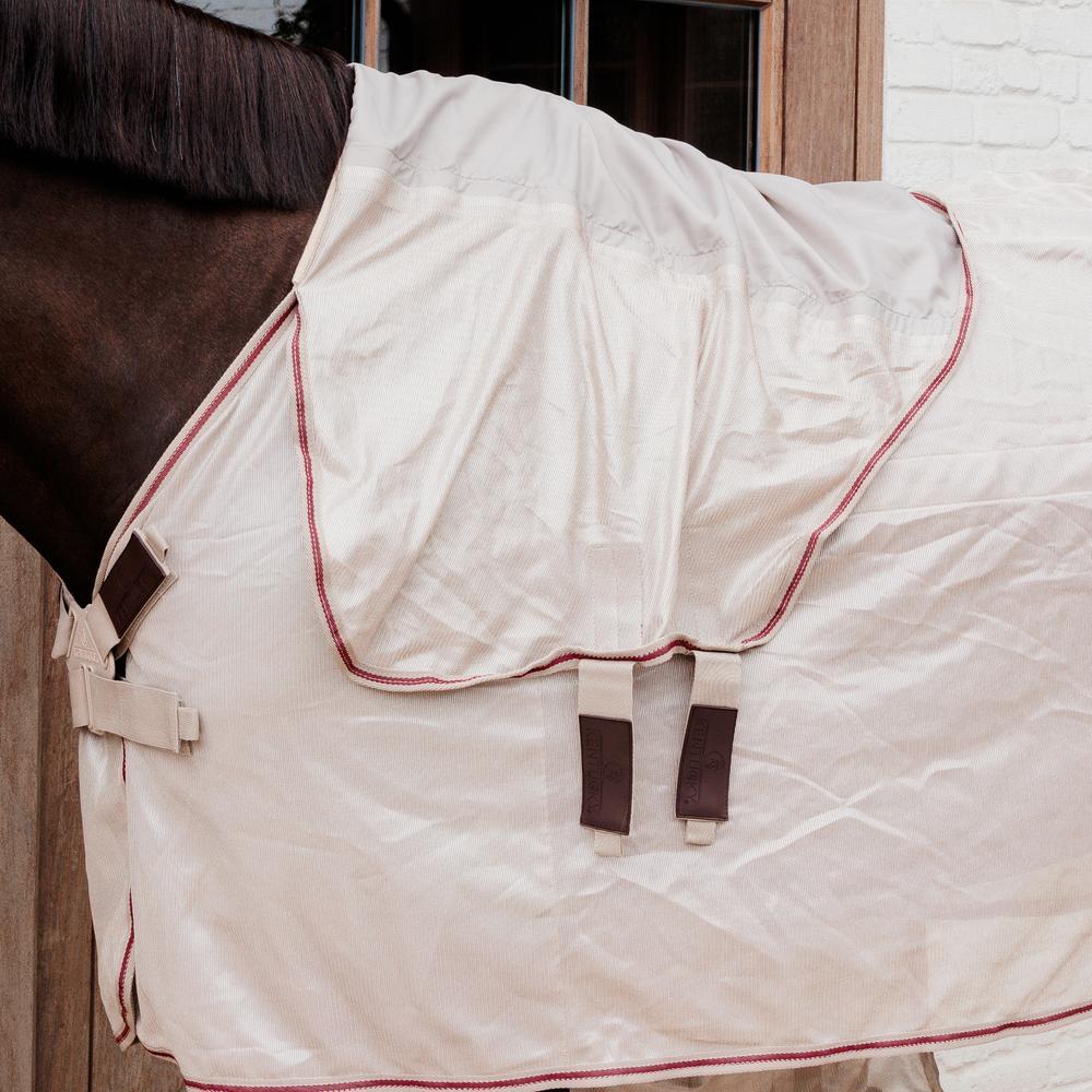 Vliegendeken comfort classic met nek-en buikbedekking beige/bordeaux 155-6'9 4/5