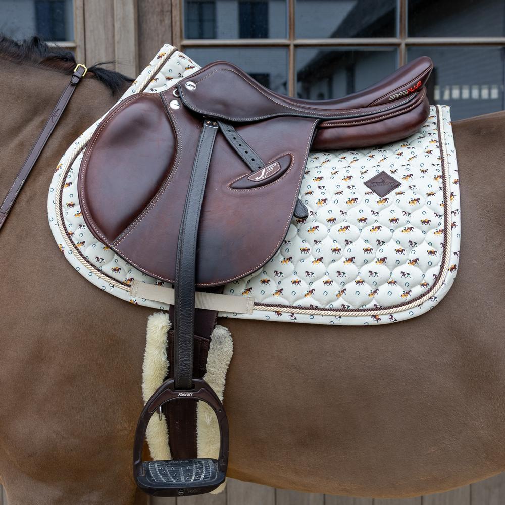 Tapis de selle velours printing cheval beige jumping 3/5