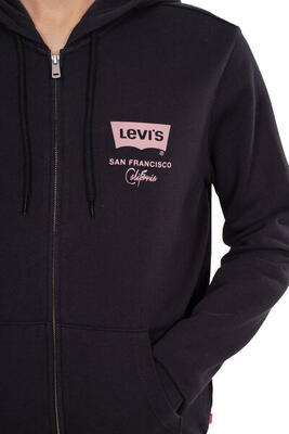 Ritshoodie graphic zip up zwart - 38820-0021