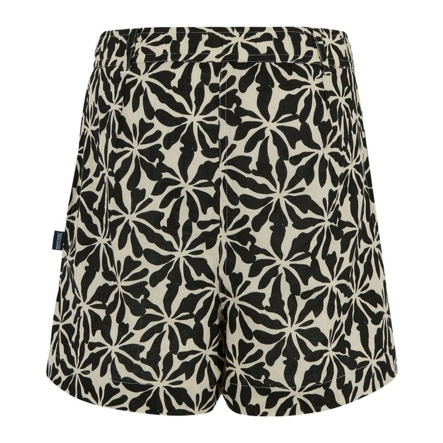 Short À Taille Élastiquée Motif/style Floral SABELLE Femme (Beige / Noir Floral) 2/4