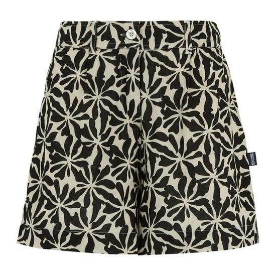 Short À Taille Élastiquée Motif/style Floral SABELLE Femme (Beige / Noir Floral)