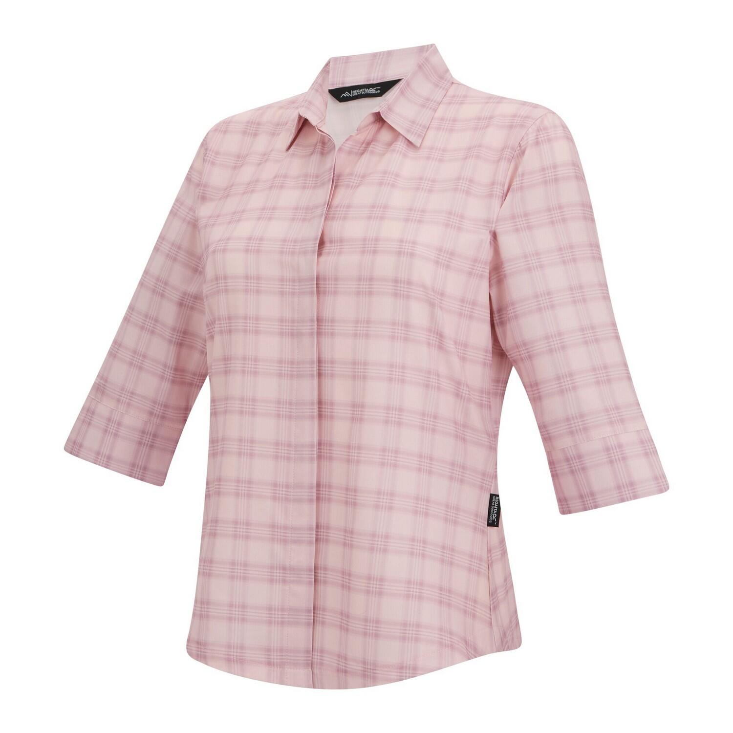Chemisier Manches ¾ Motif/style À Carreaux KERALIN Femme (Rose Pâle À Carreaux) 3/5