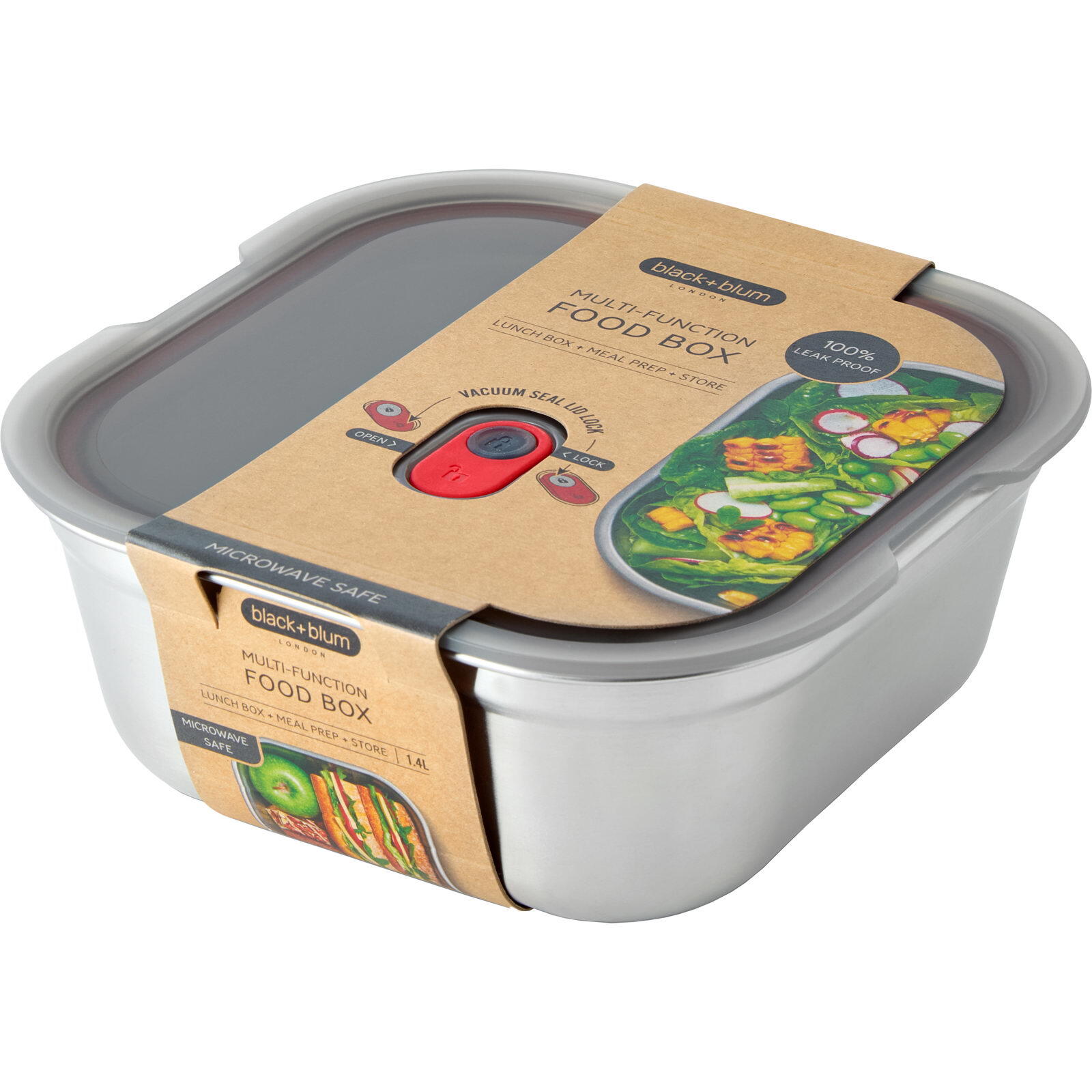 Multifunktionsbox Steel Food Box Square 1,4 Liter 3/4