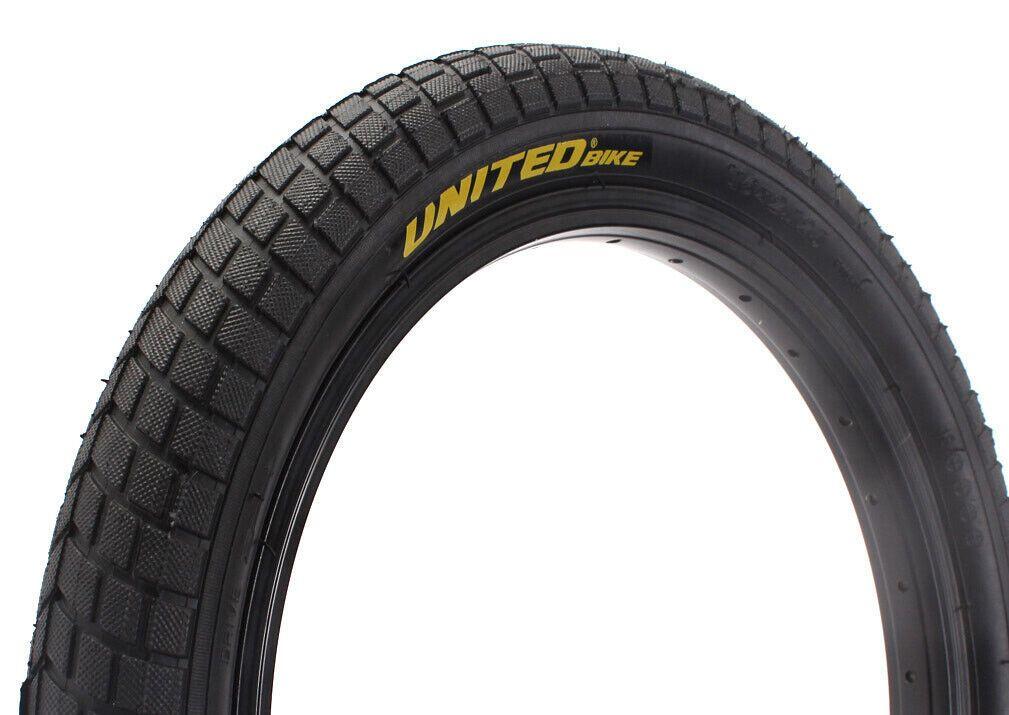 BMX Reifen SET KHE UNITED 16 Zoll x 2,125 Zoll schwarz + Schlauch AV 3/7
