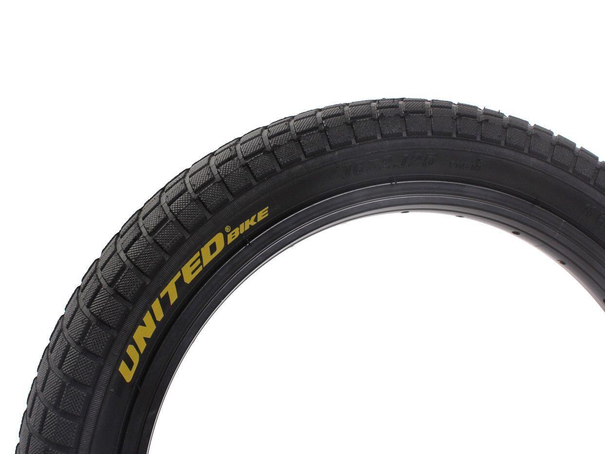 BMX Reifen SET KHE UNITED 16 Zoll x 2,125 Zoll schwarz + Schlauch AV 7/7