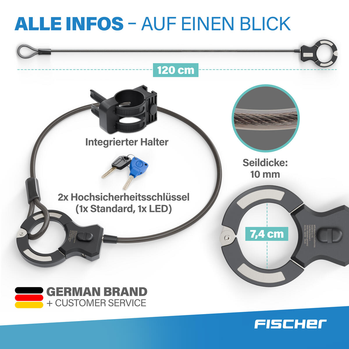 FISCHER Spiralschloss Schelle - RK120/10 120 cm 7/7