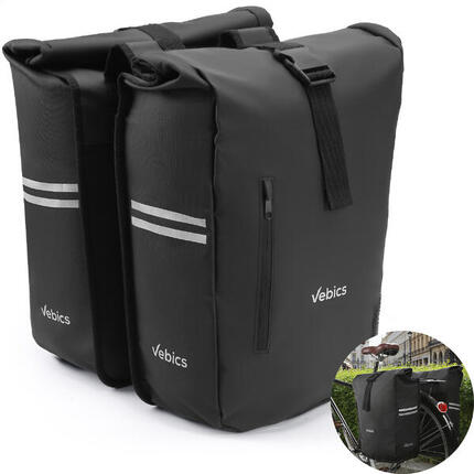 Vebics Dubbele Fietstas - 48L - 100% Waterdicht - Zwart