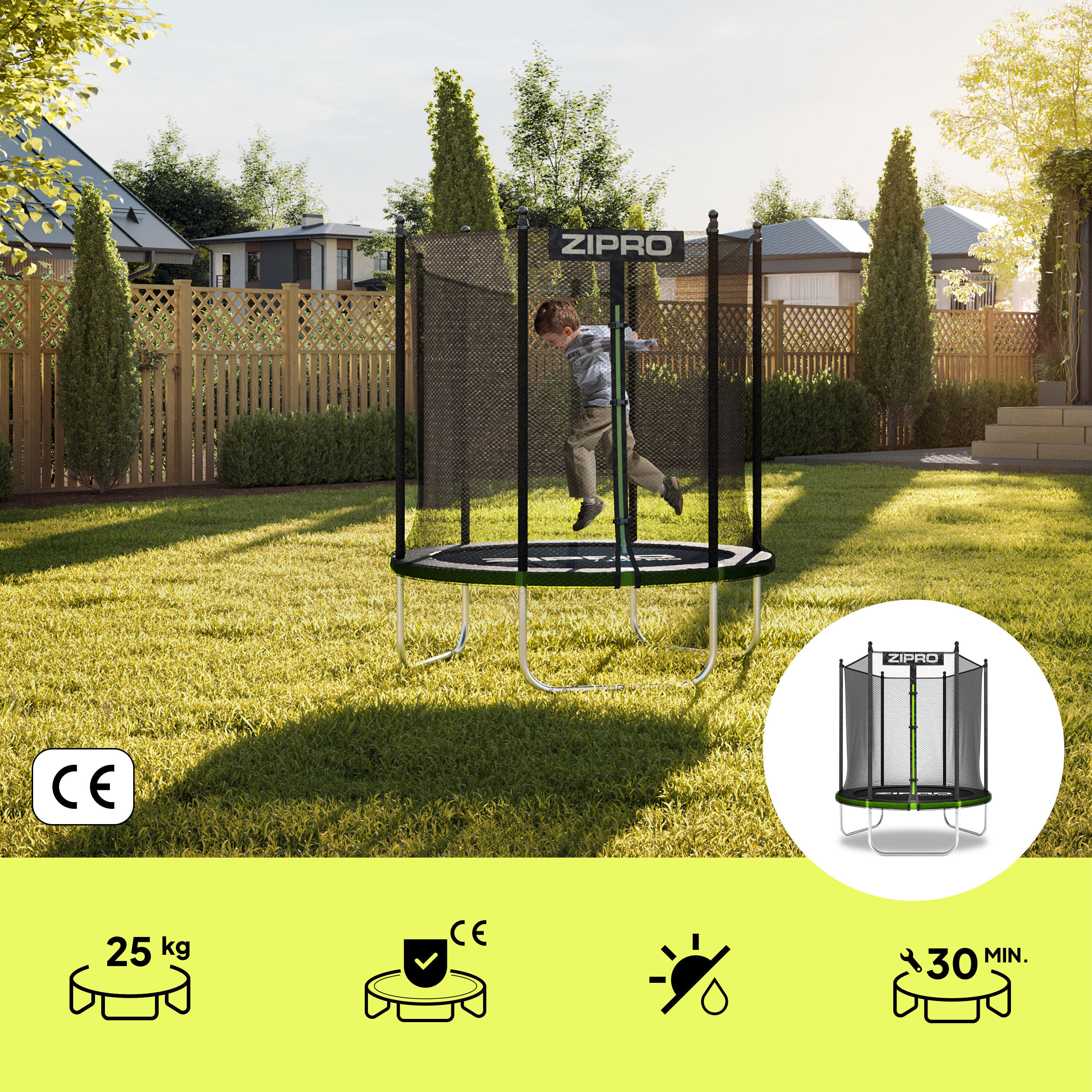 Cama elástica Jump Pro con red de seguridad de exterior 4FT 127 cm 3/7