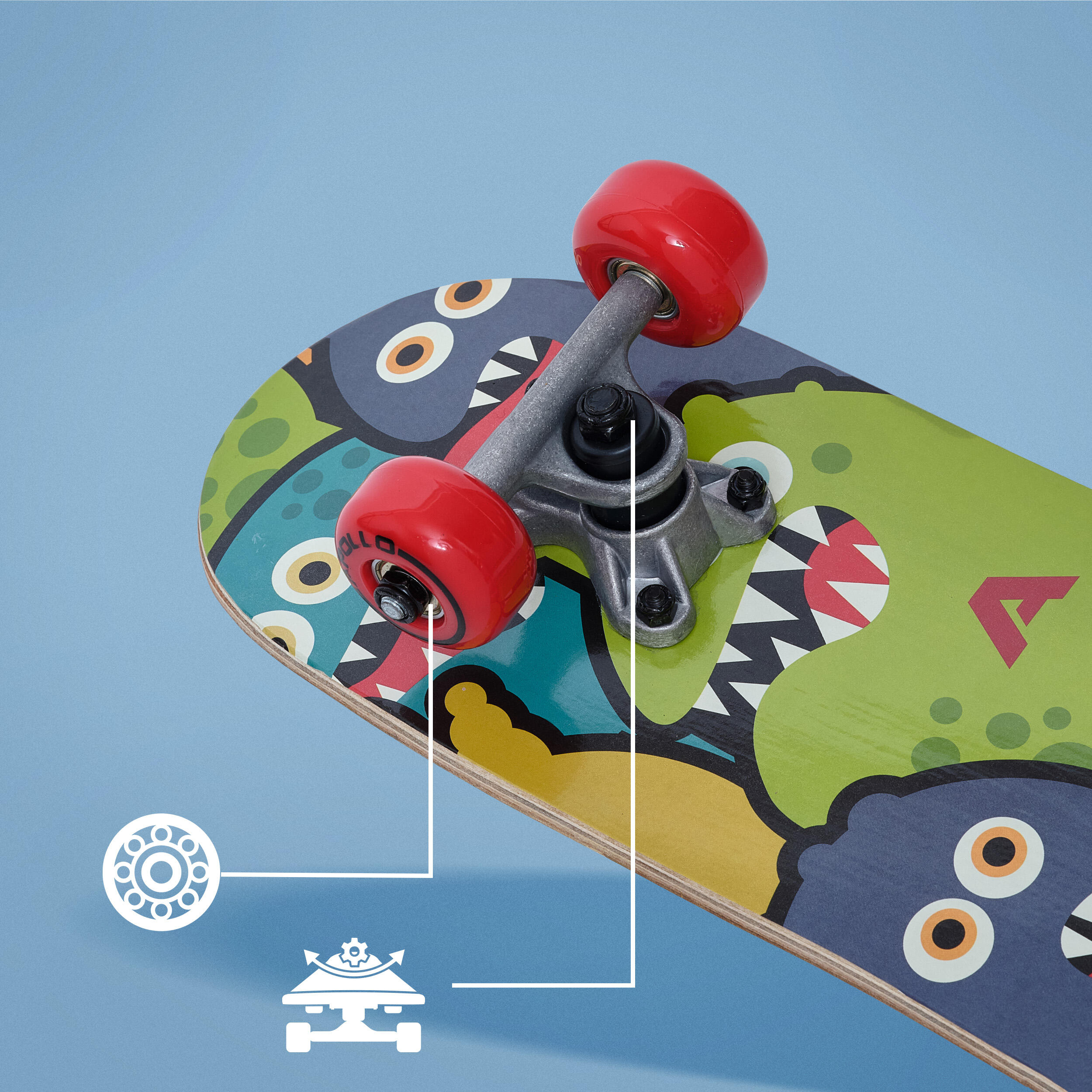 Skateboard infantil Apollo 51 cm – tabla completa para principiantes 3/7