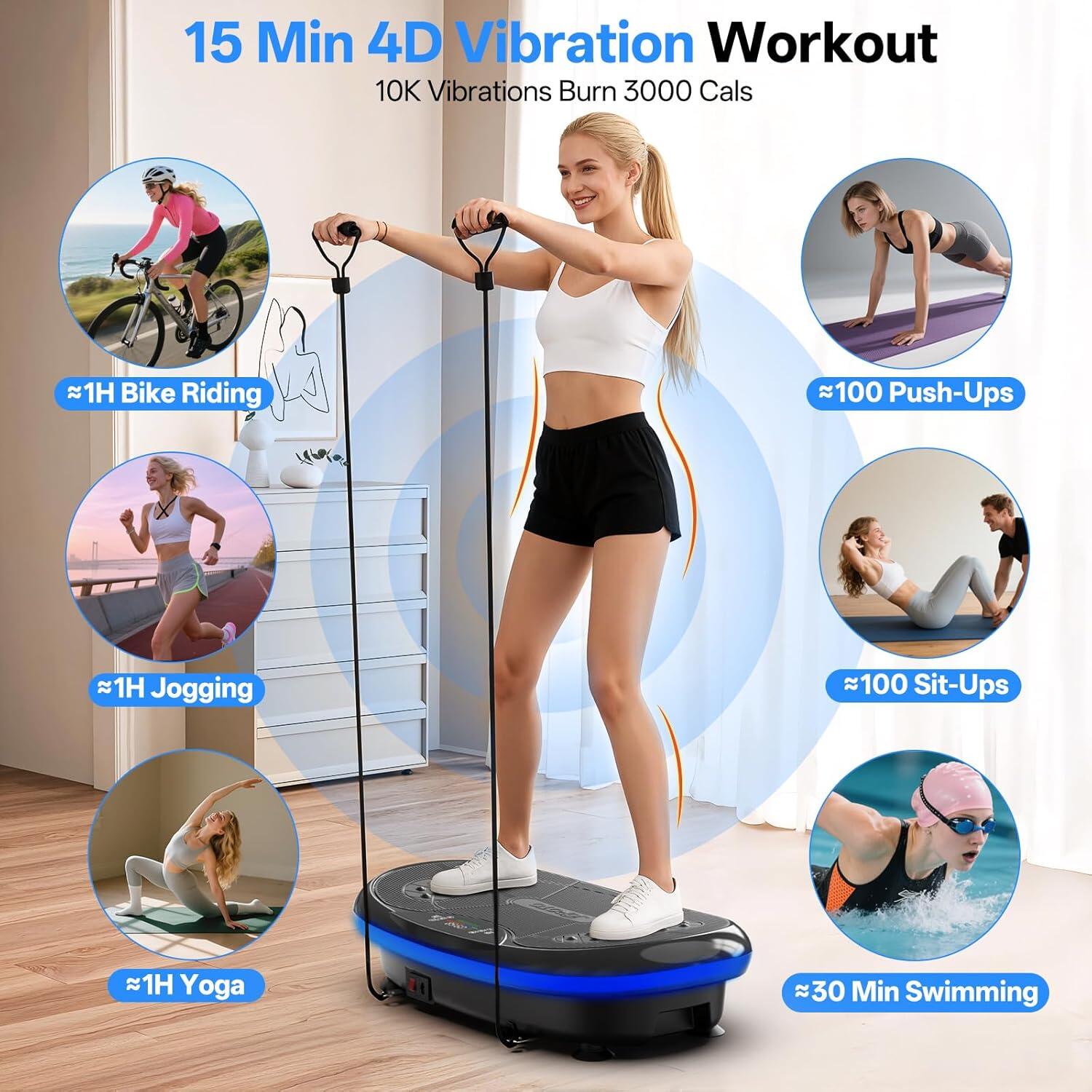 Plateforme Vibrante JV80, avec bandes de résistance, application Bluetooth,200kg 3/7