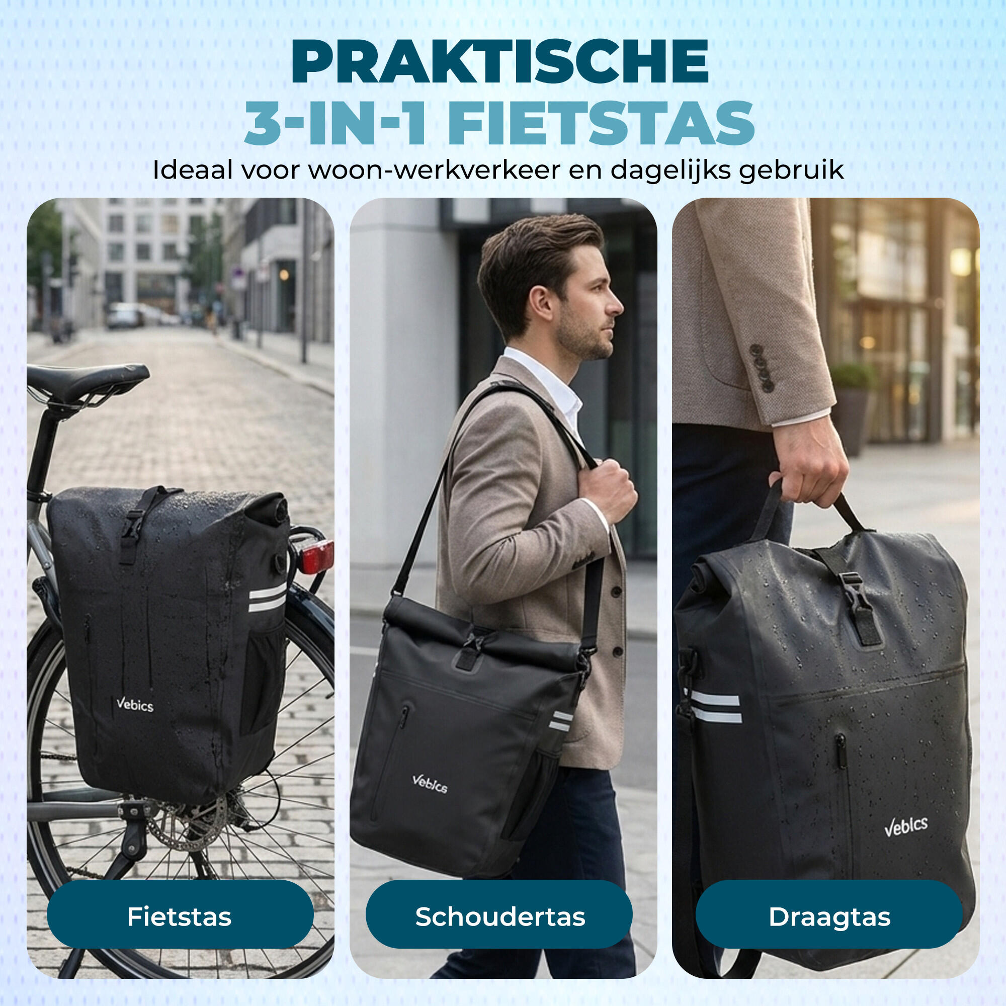 Vebics Fietstas Waterdicht Enkel  - Afneembaar 2/7