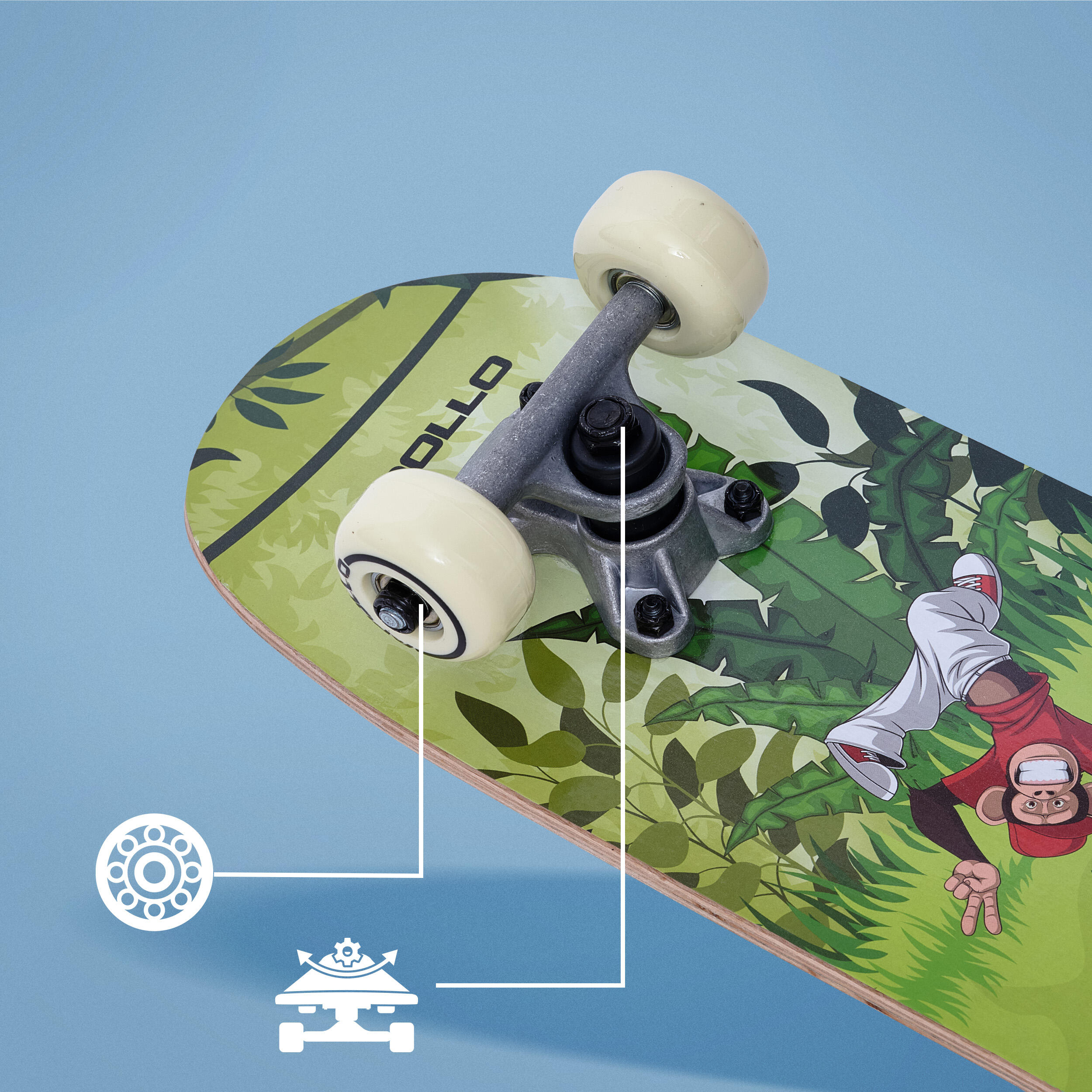 Skateboard infantil Apollo 51 cm – tabla completa para principiantes 3/7