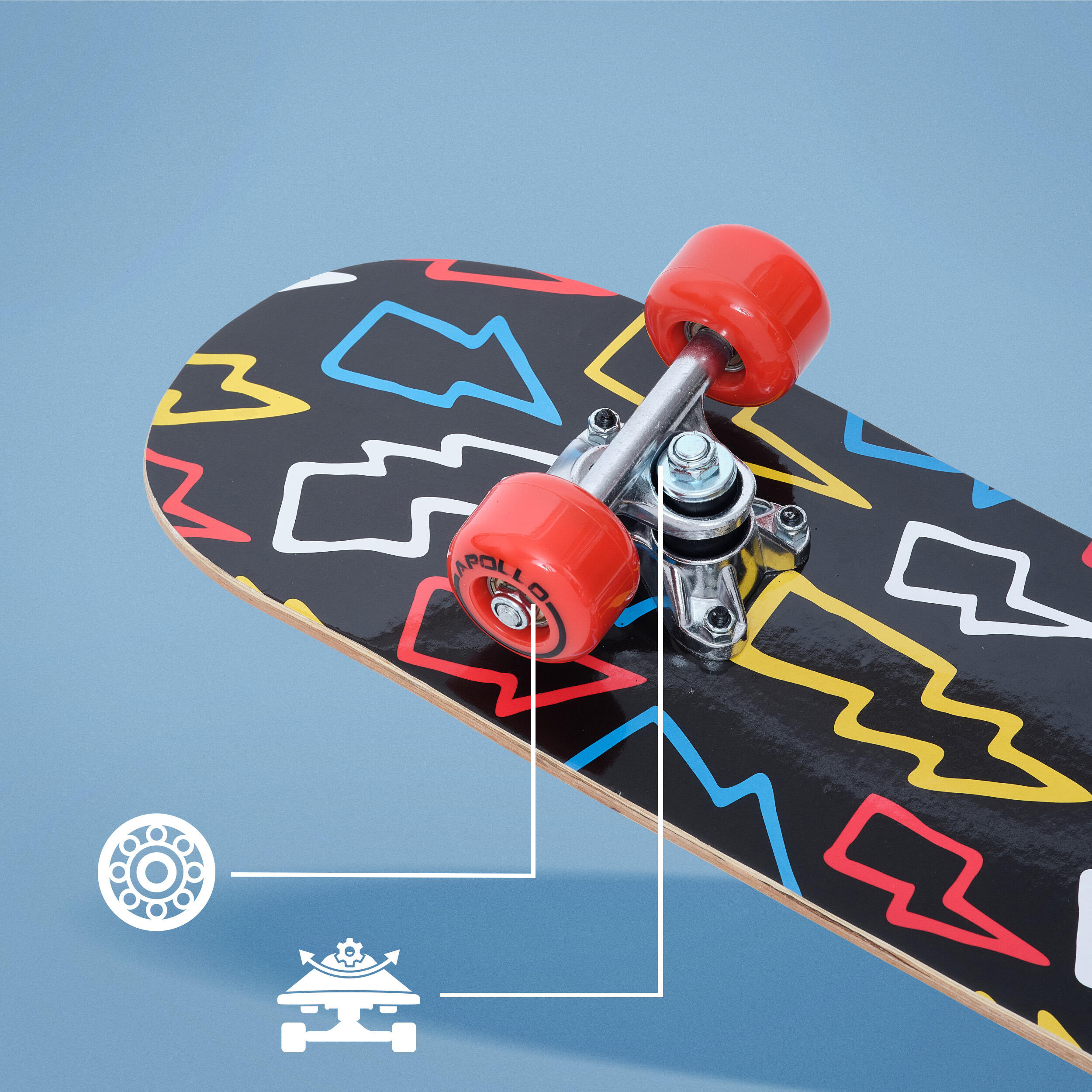 Skateboard infantil Apollo 61cm - tabla completa para principiantes 3/7