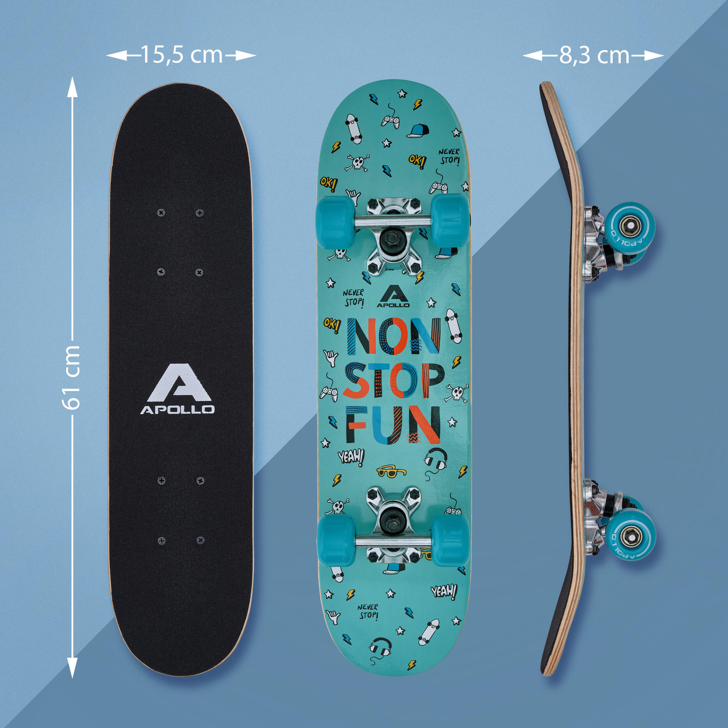Skateboard infantil Apollo 61cm - tabla completa para principiantes 5/7