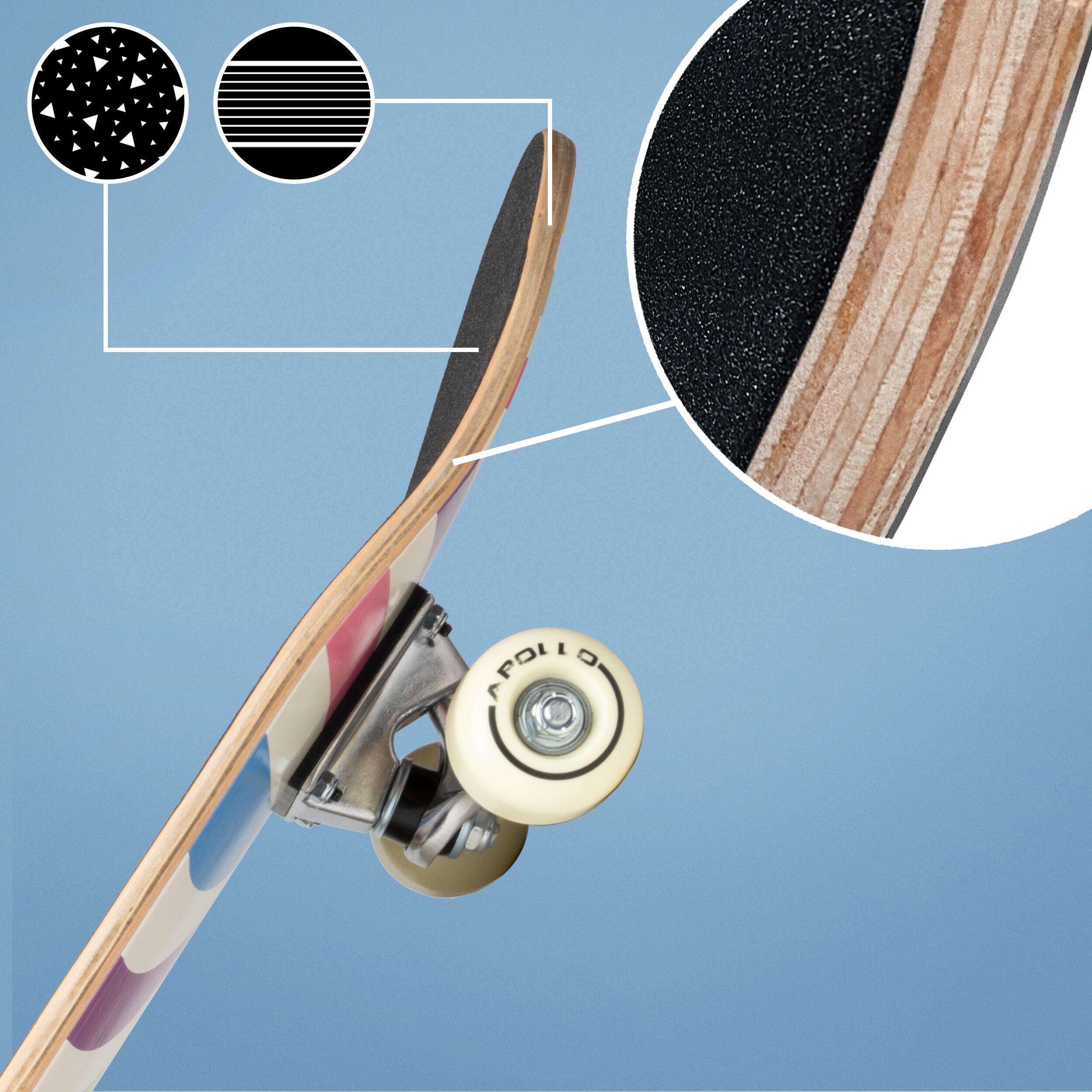 Skateboard enfant Apollo 71 cm – planche complète débutant 4/7