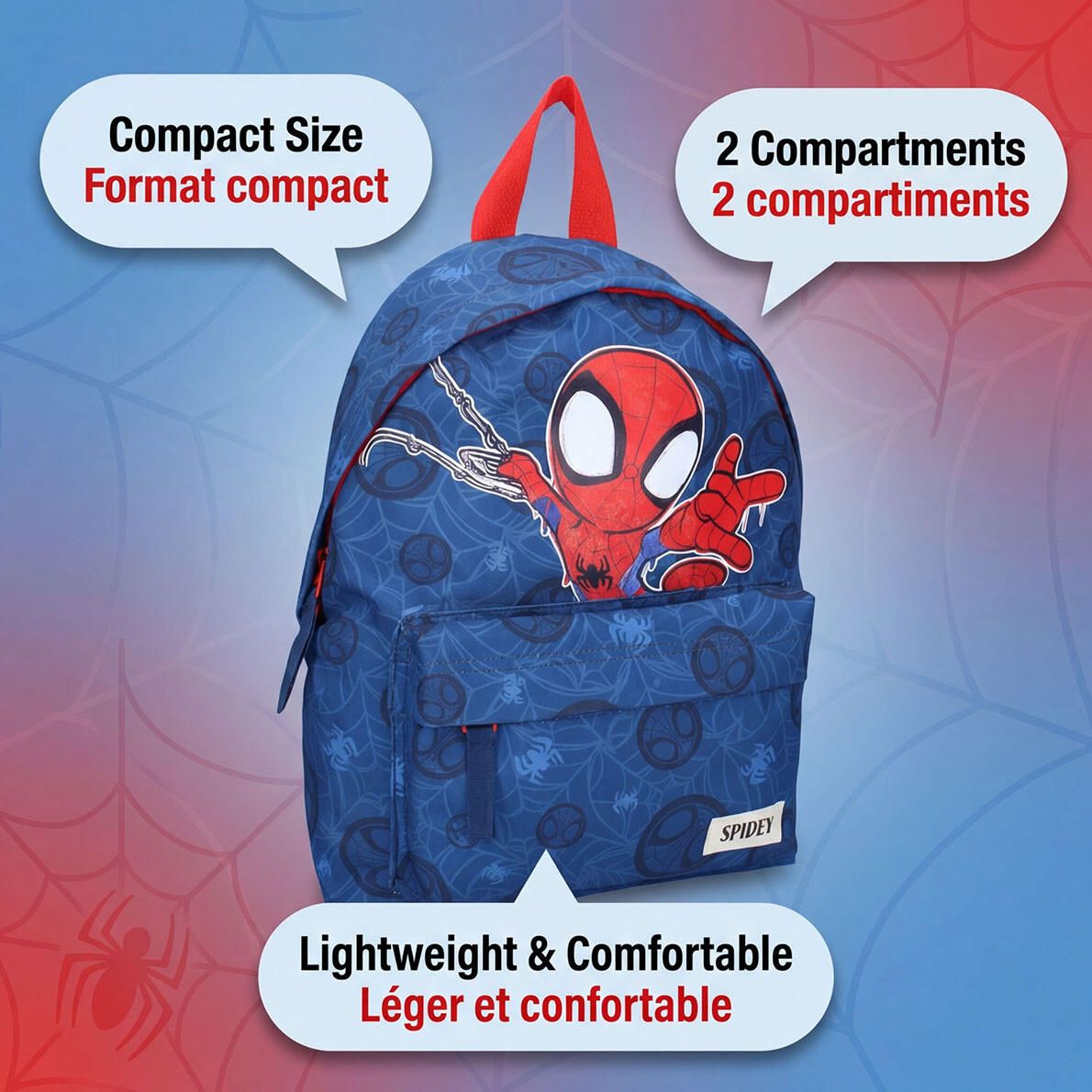 Mochila infantil Spidey 31 cm azul com 2 compartimentos 200-4233 SPIDEY 6/7