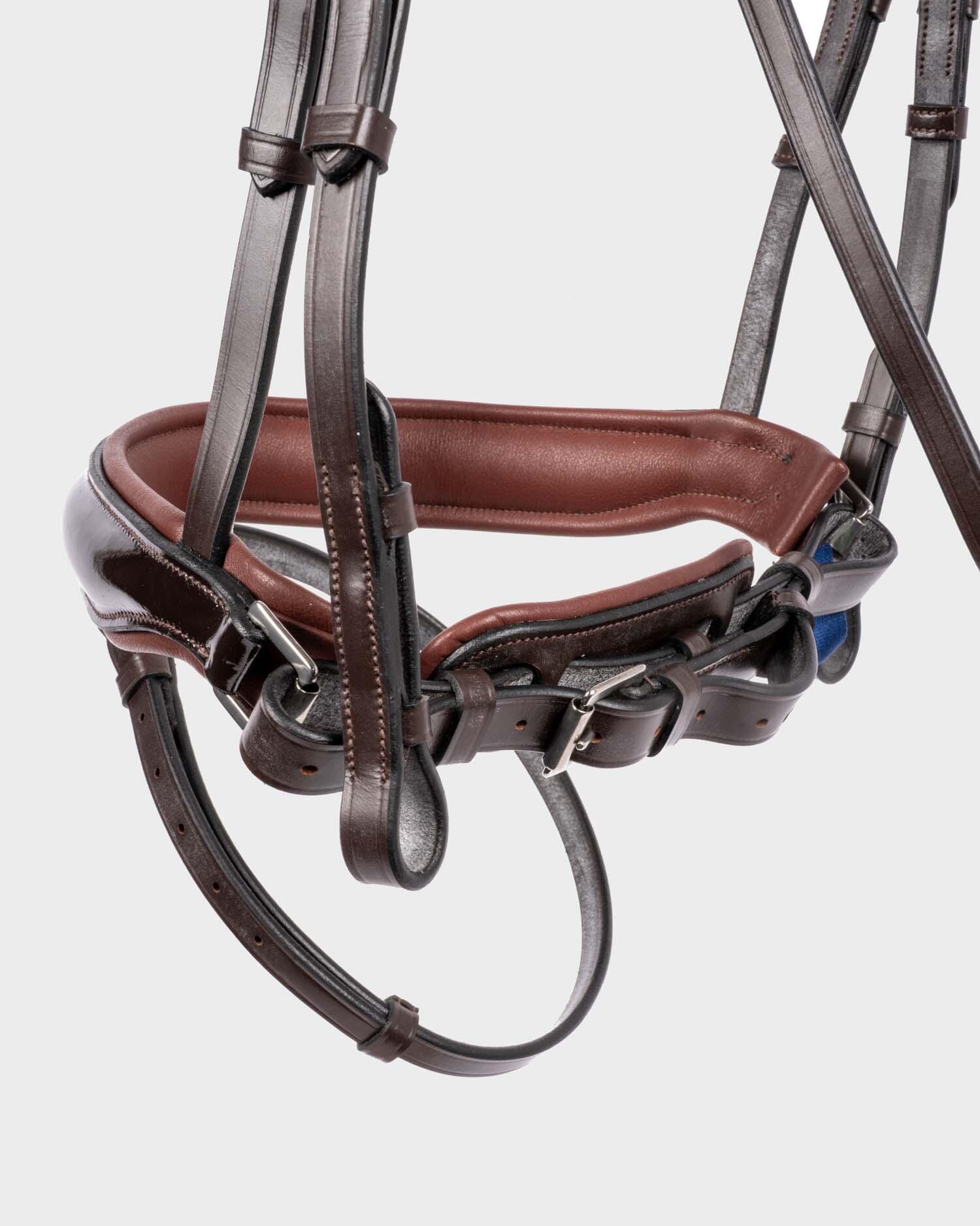 Breitnasenbridle mit kombiniertem Grubber aus lackiertem Leder Dy'on 5/7