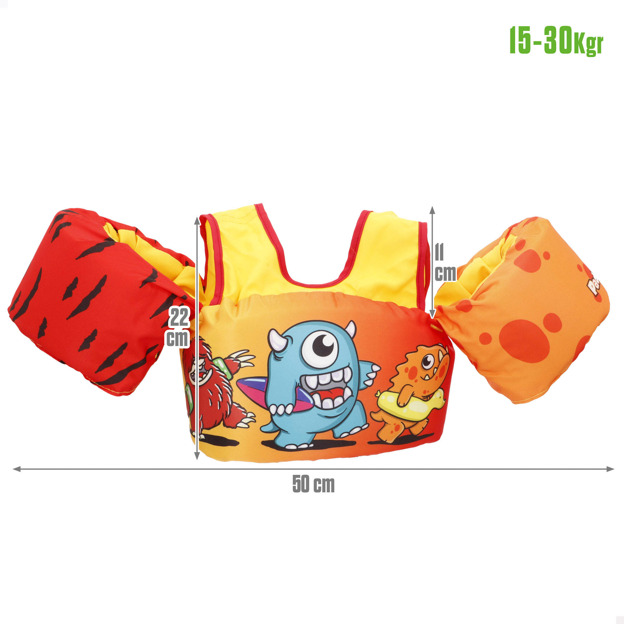 Colete salva-vidas Aqua Sport Monster para criança 15-30 kg ajustável 4/7