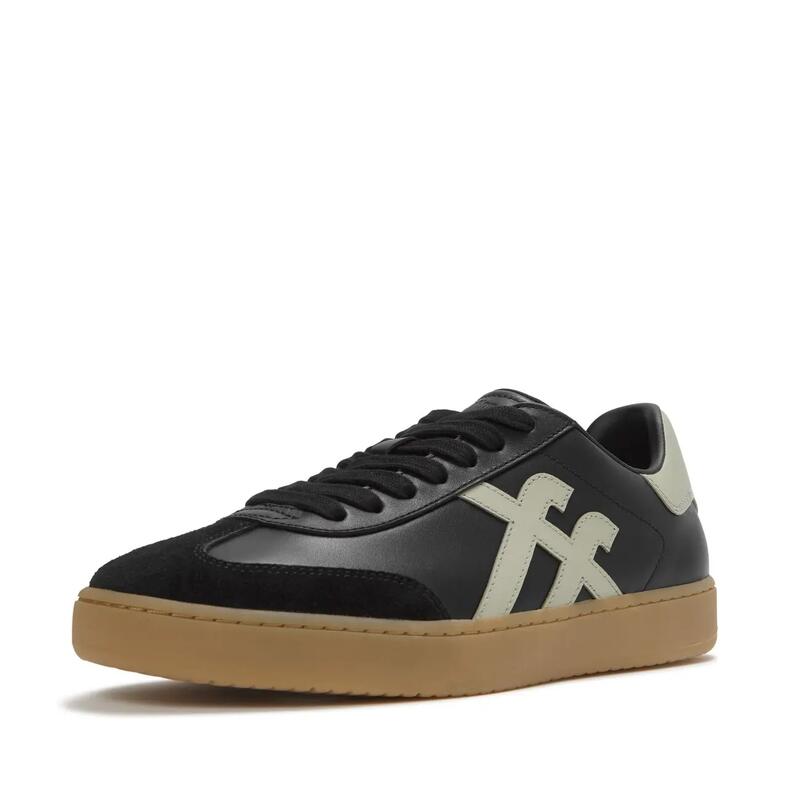 FITFLOP FitFlop The Dash Mens T-Toe Leather Sneakers  ZWART/SALIEGROEN 46