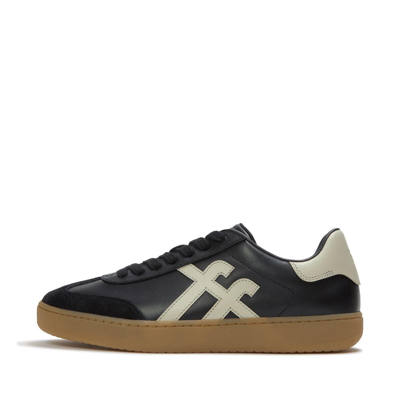 FITFLOP FitFlop The Dash Mens T-Toe Leather Sneakers  ZWART/SALIEGROEN 41 3/7