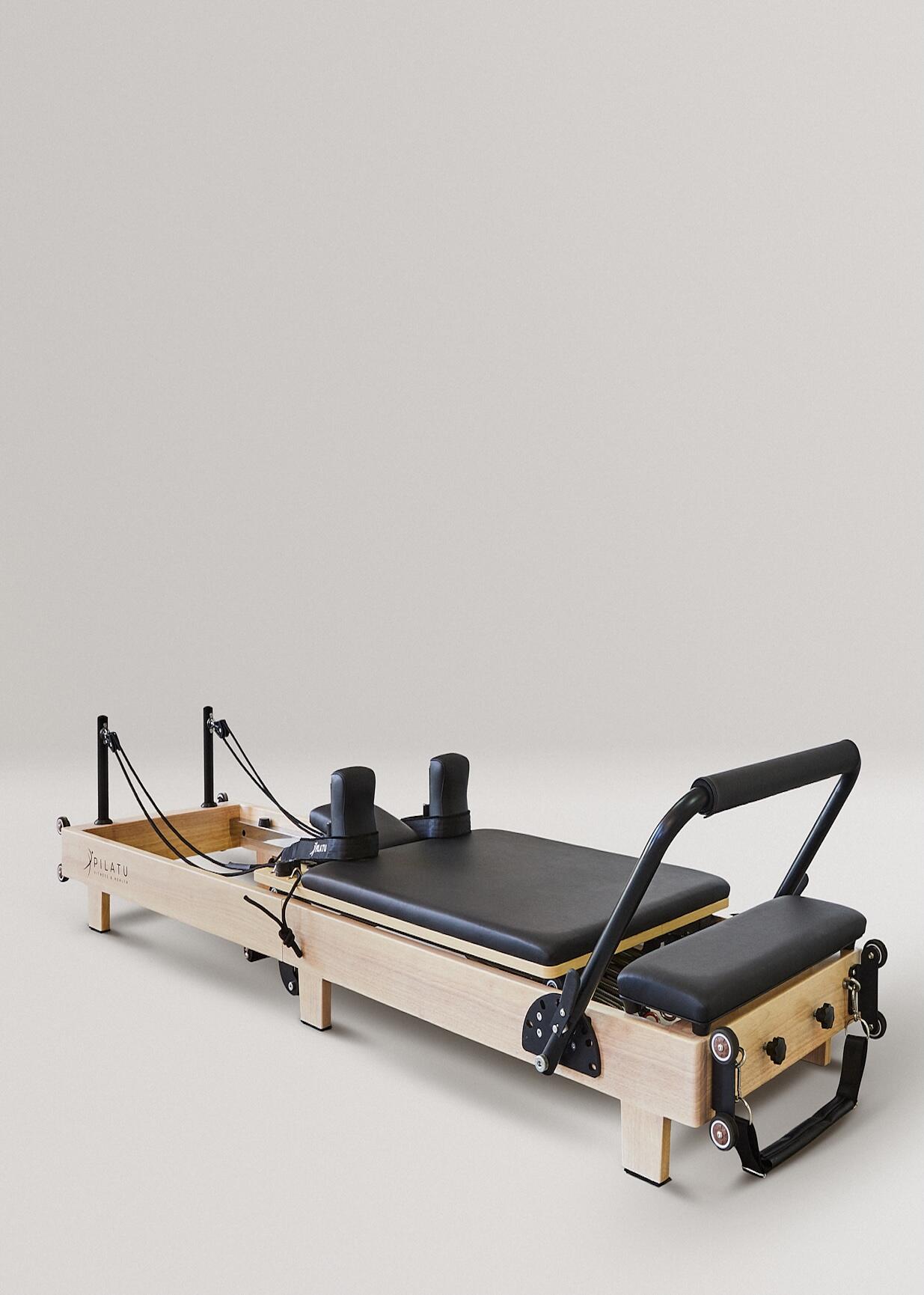 Reformer Dobrável em madeira de Carvalho e Preto Pilates Pilatu F&H 2/3