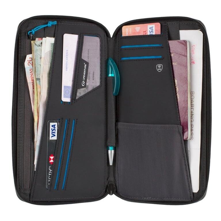 Portefeuille voyage Lifeventure RFID gris compact 9 cartes résistant eau 4/4