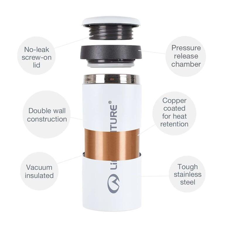 Lifeventure Edelstahl Thermobecher, grün, doppelwandig, auslaufsicher 4/5