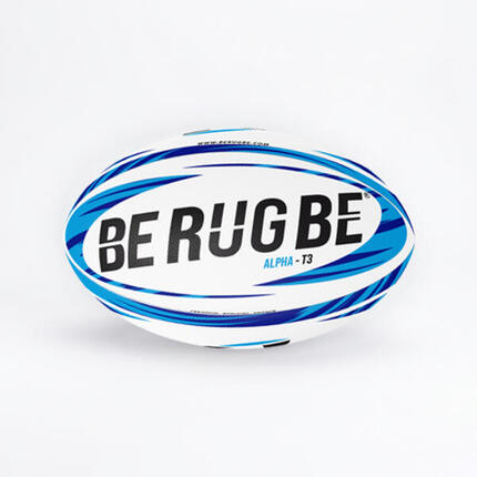 Ballon de rugby d'entrainement BeRugbe Alpha Blanc et bleu - Taille 3