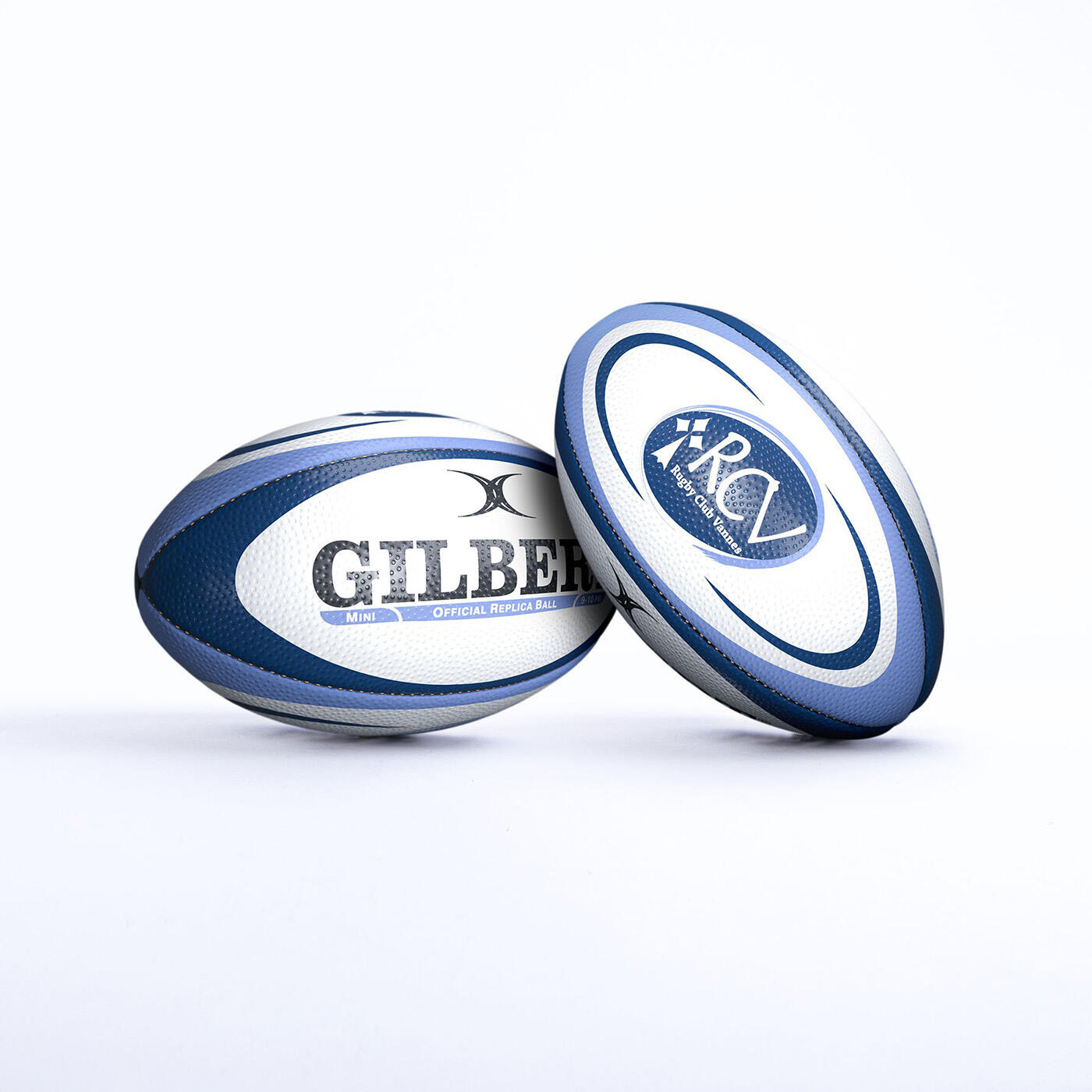 Mini Ballon de rugby RC Vannes Gilbert Blanc et bleu 2/2