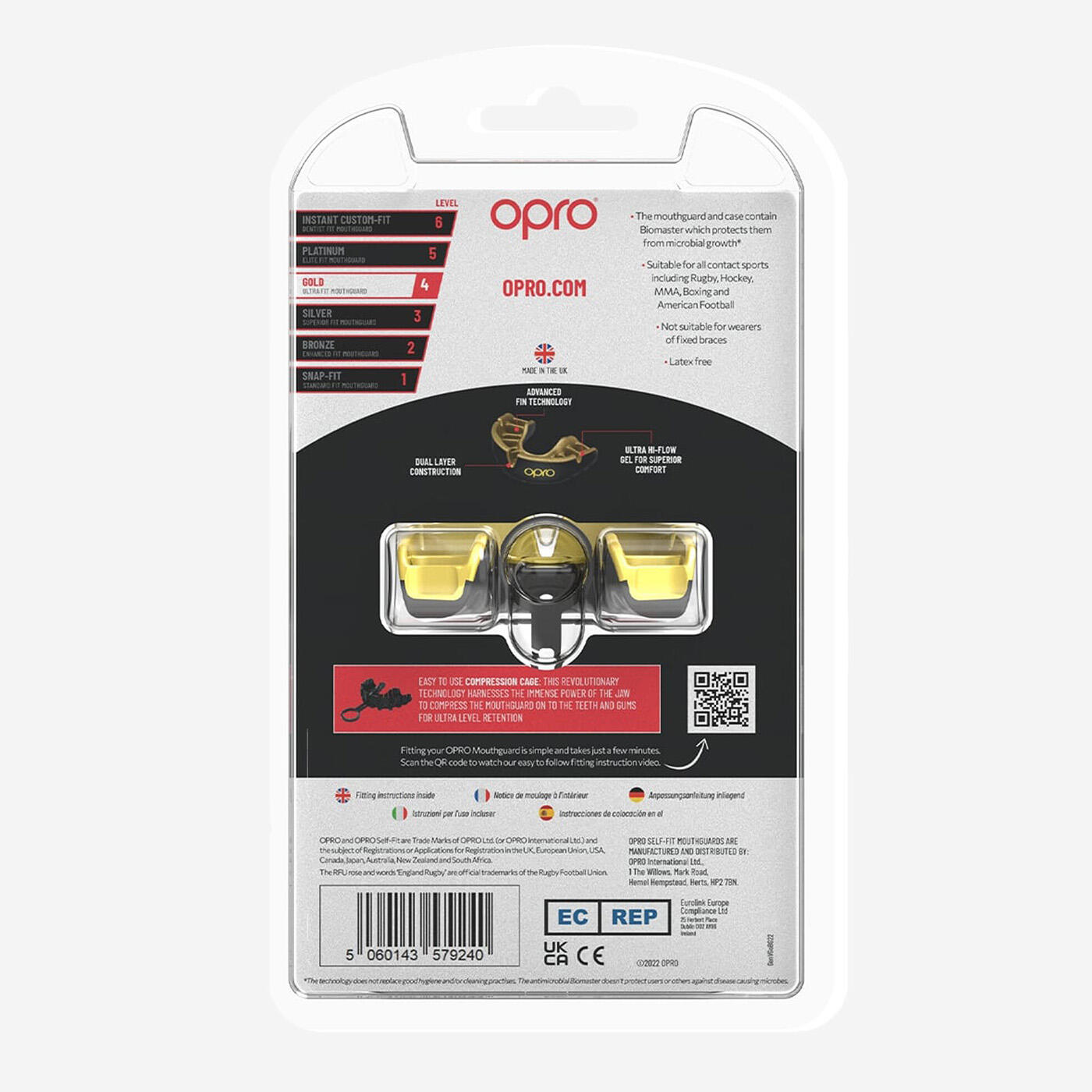 Protège-dents Opro Gold Gen 5 Adulte Noir et or 3/7