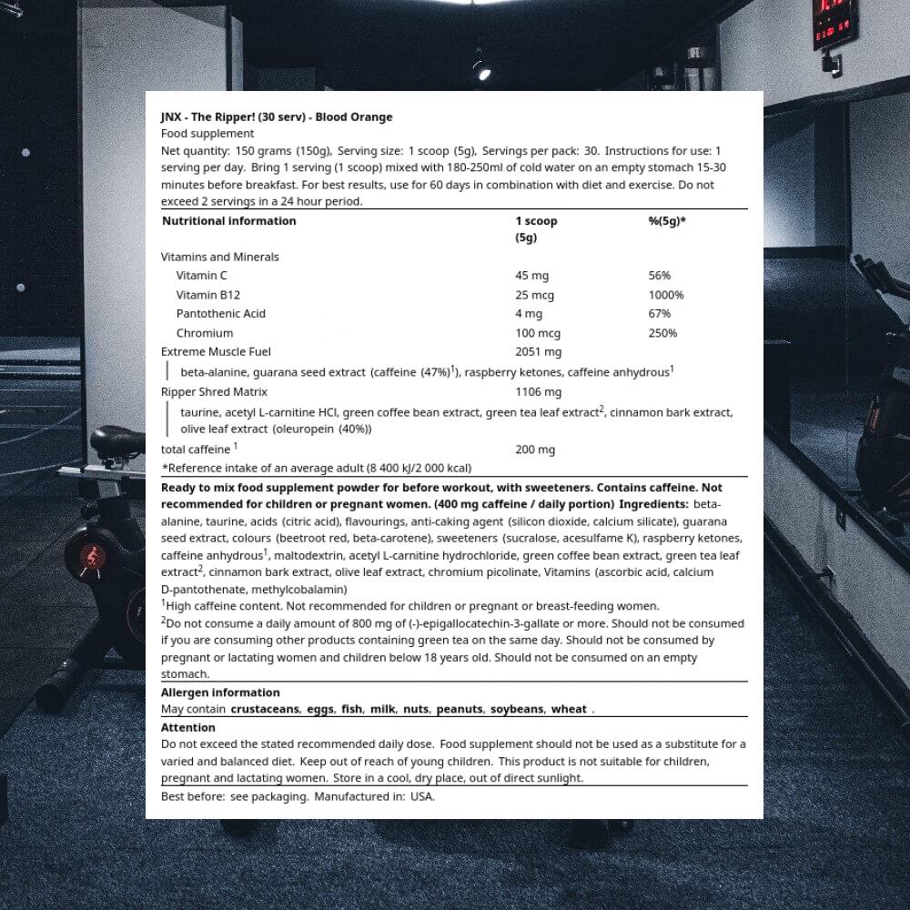 JNX Sports The Ripper! (30 serv) Blood Orange - Régime et gestion du poids 3/4