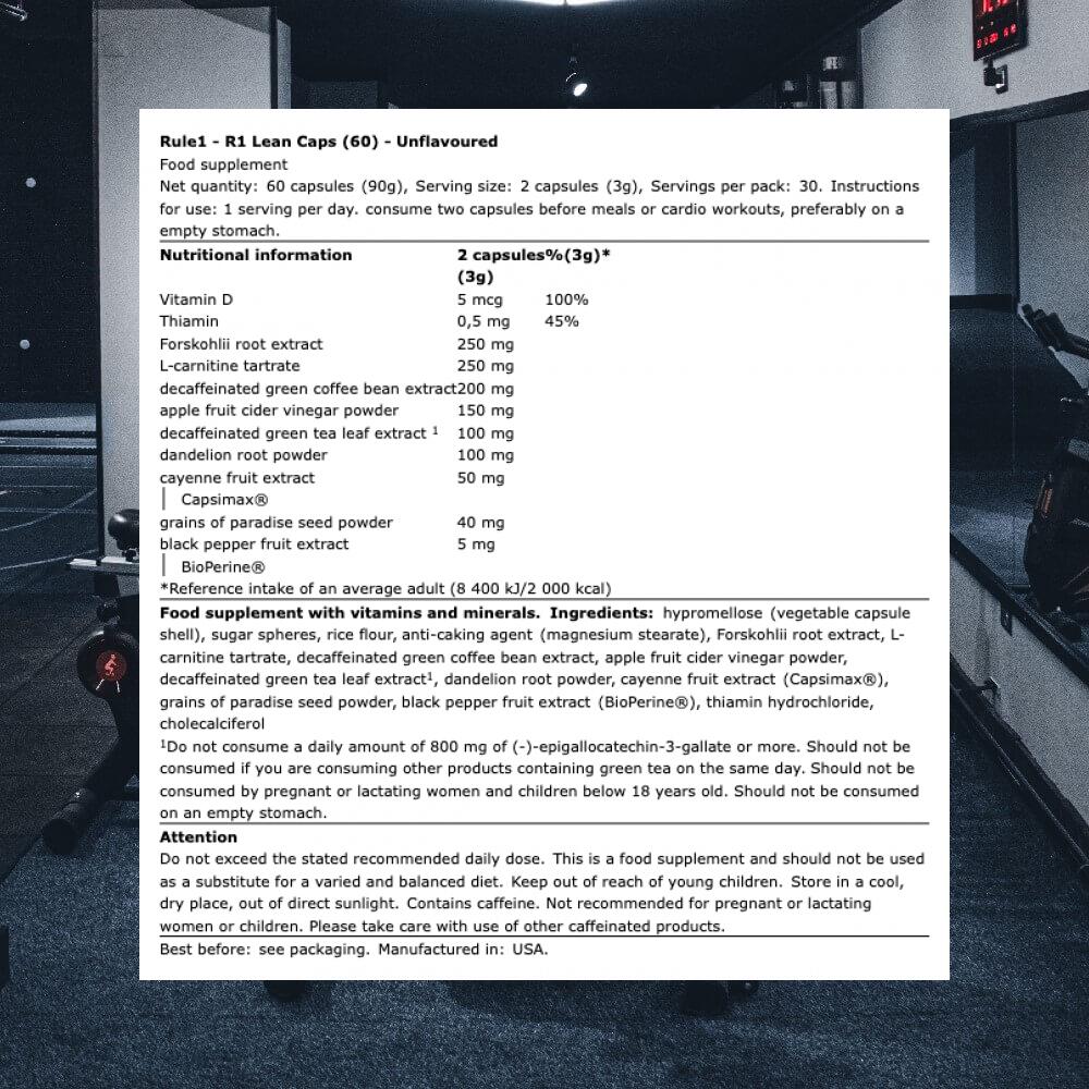 Rule1 R1 Lean Caps (60) Unflavoured - Régime et gestion du poids 3/3