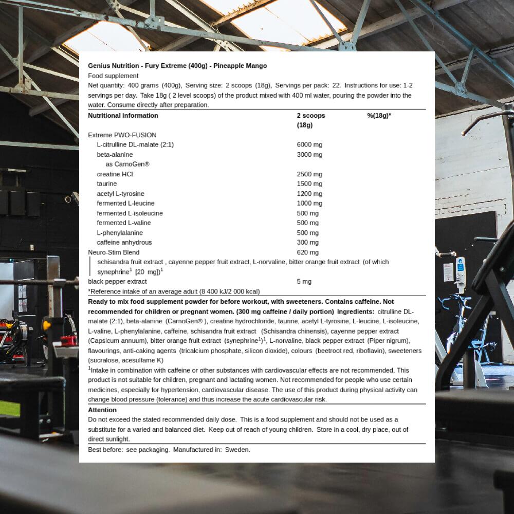 Genius Nutrition Fury Extreme (400g) Pineapple Mango - Pre-Workout 3/3