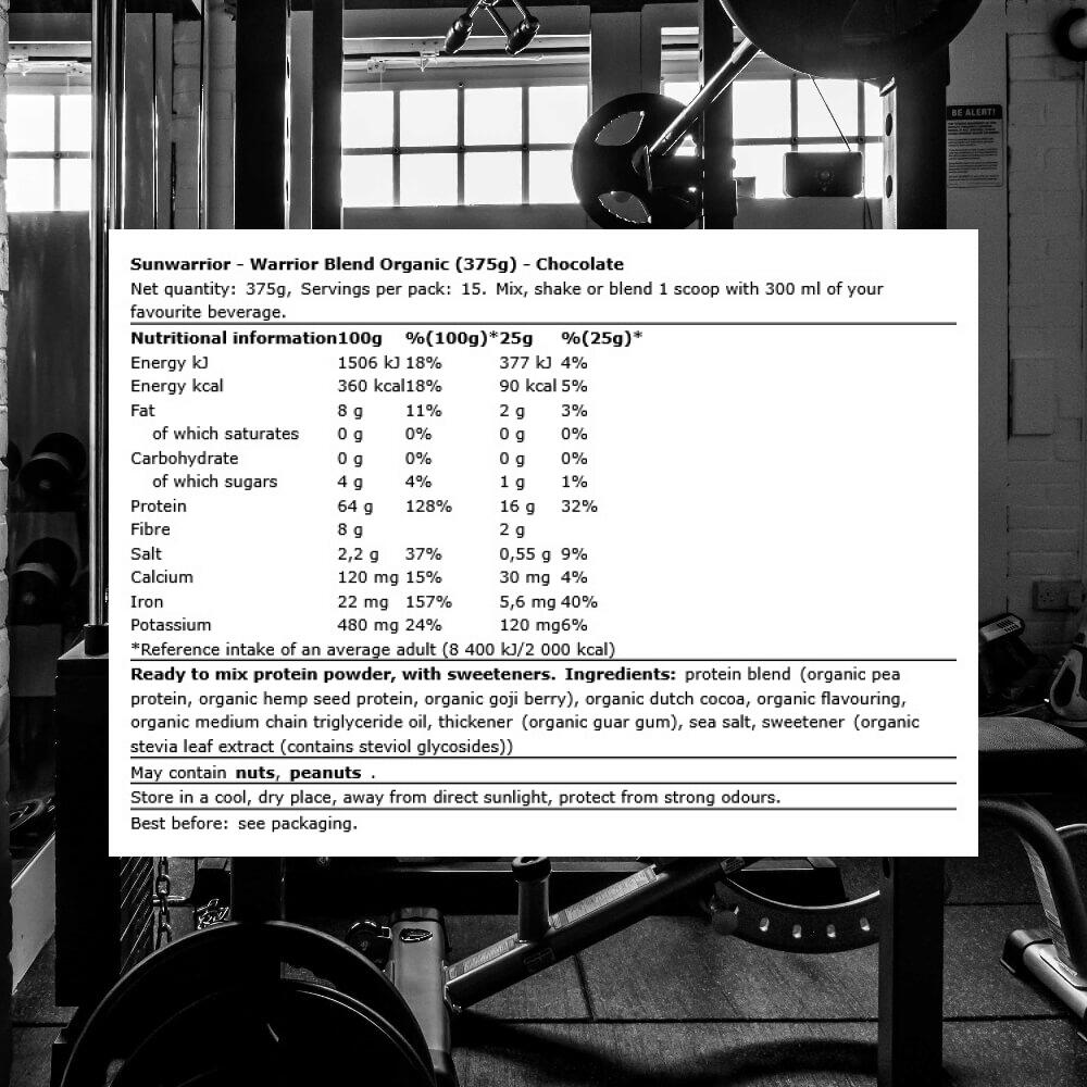 Sunwarrior Warrior Blend Organic (375g) Chocolate - Protéines 3/3