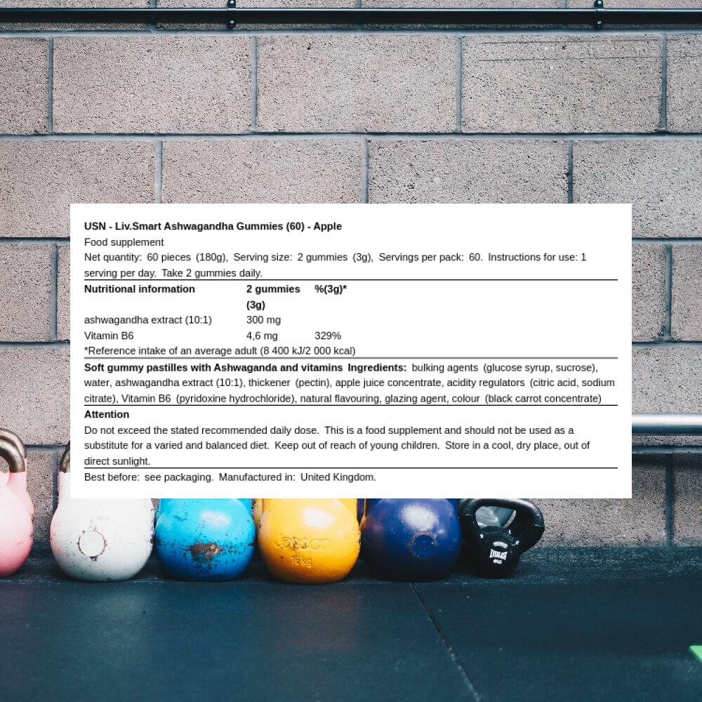 USN Liv.Smart Ashwagandha Gummies (60) Apple - Vitamines, minéraux et santé 3/3