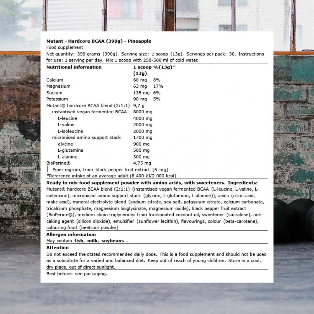 Mutant Hardcore BCAA (390g) Pineapple - Aminosäuren - BCAA 3/3