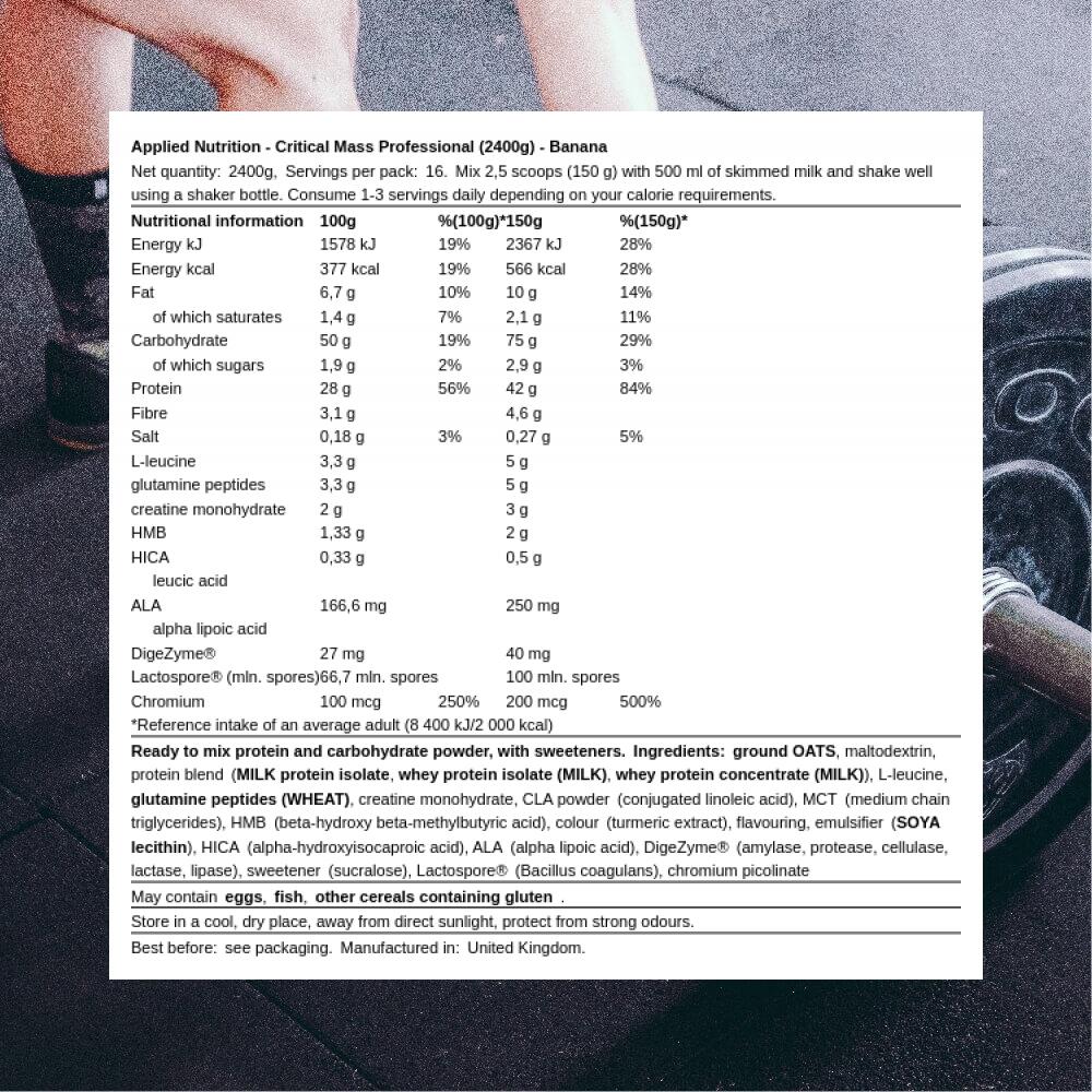 Applied Nutrition Critical Mass Professional (2400g) Banana - Gewichtszunahme 3/3