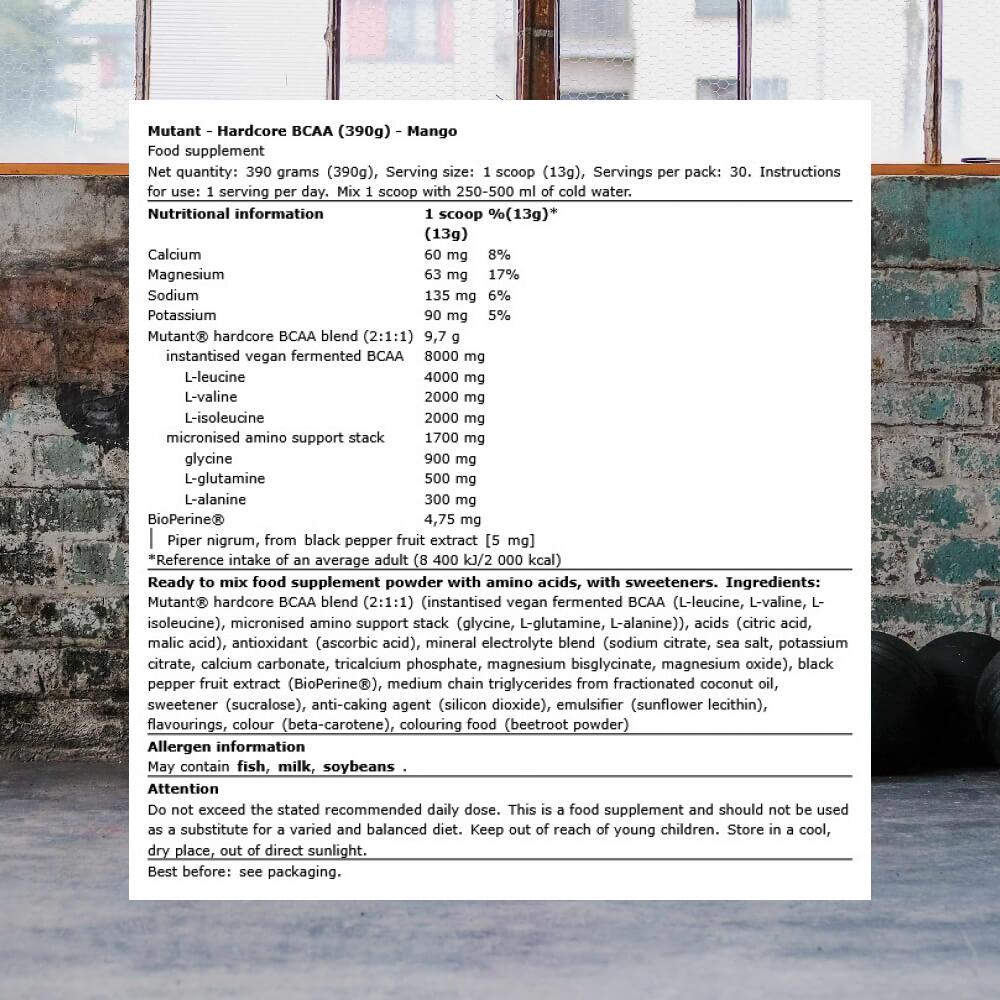 Mutant Hardcore BCAA (390g) Mango - Aminosäuren - BCAA 3/3