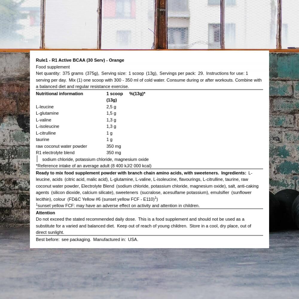 Rule1 R1 Active BCAA (30 Serv) Orange - Acides aminés - BCAA 3/3