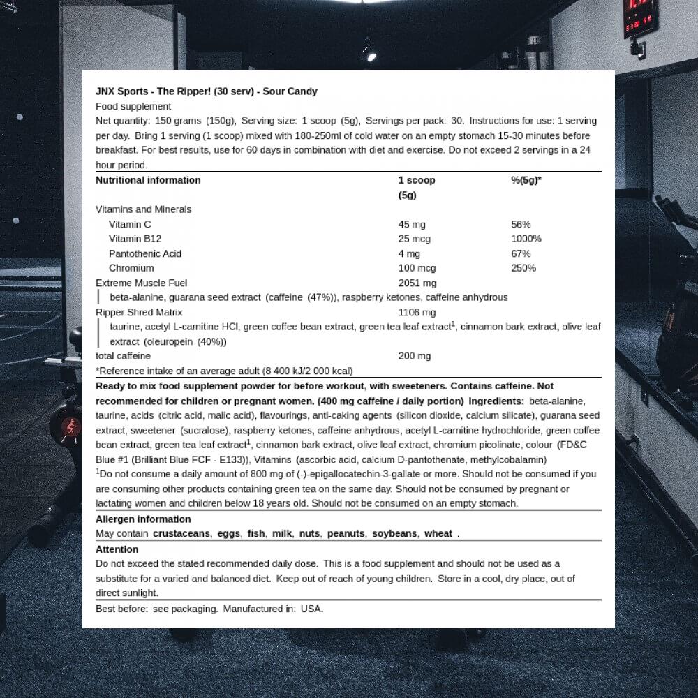 JNX Sports The Ripper! (30 serv) Sour Candy - Régime et gestion du poids 3/3