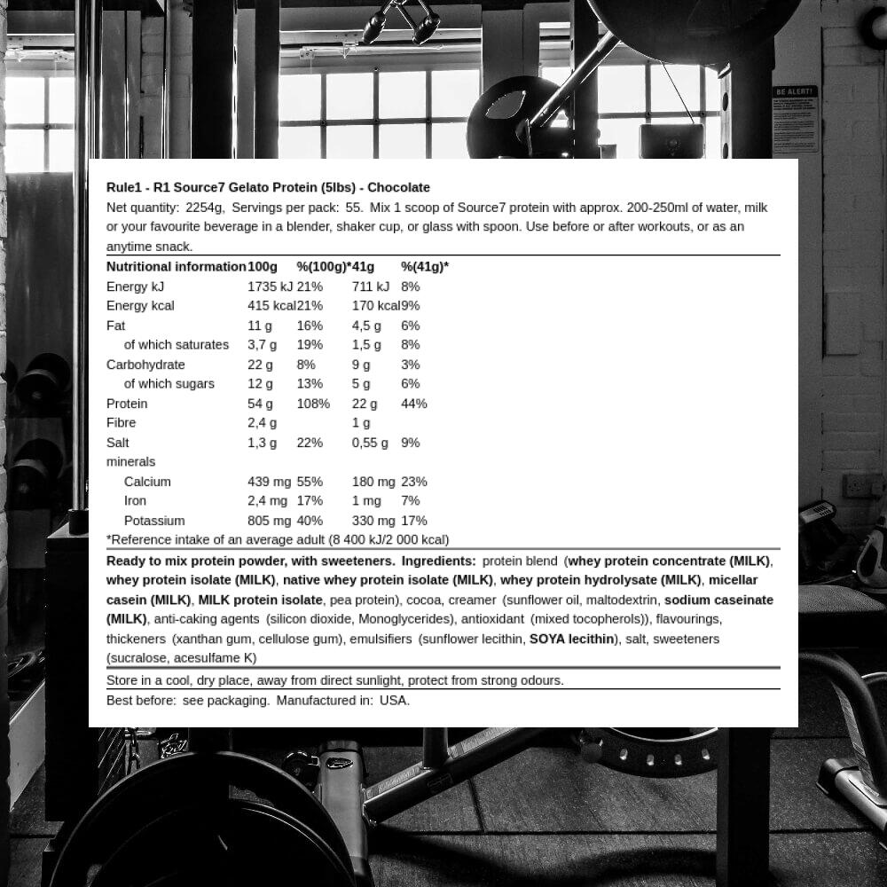Rule1 R1 Source7 Gelato Protein (4lbs) Milk Chocolate - Protéines 3/3